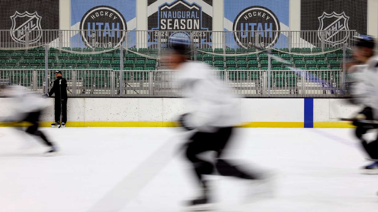 Utah Hockey Club rookie camp takes place at the Utah Olympic Oval in Kearns on Wednesday, Sept. 11, 2024.