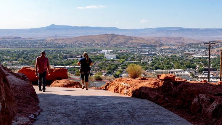 The city of St. George and community members celebrate the new Pioneer Park Interpretive Trail, St. George, Tuesday.