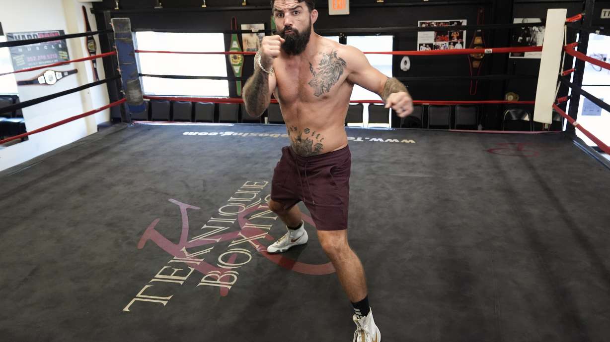 Mike Perry, a boxer, MMA fighter and now does bareknuckle fighting, works out at the Teknique Boxing gym on May 22, 2024, in Minneola, Fla.