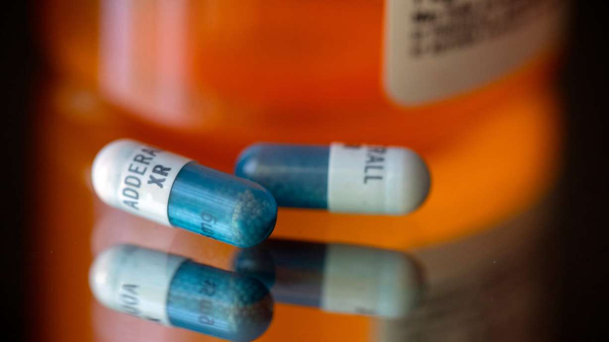 Adderall XR capsules are displayed on Feb. 24, 2023. Use of stimulants to treat ADHD have grown. But a study of adult emergency department admissions suggests caution might be in order when it comes to the dose.