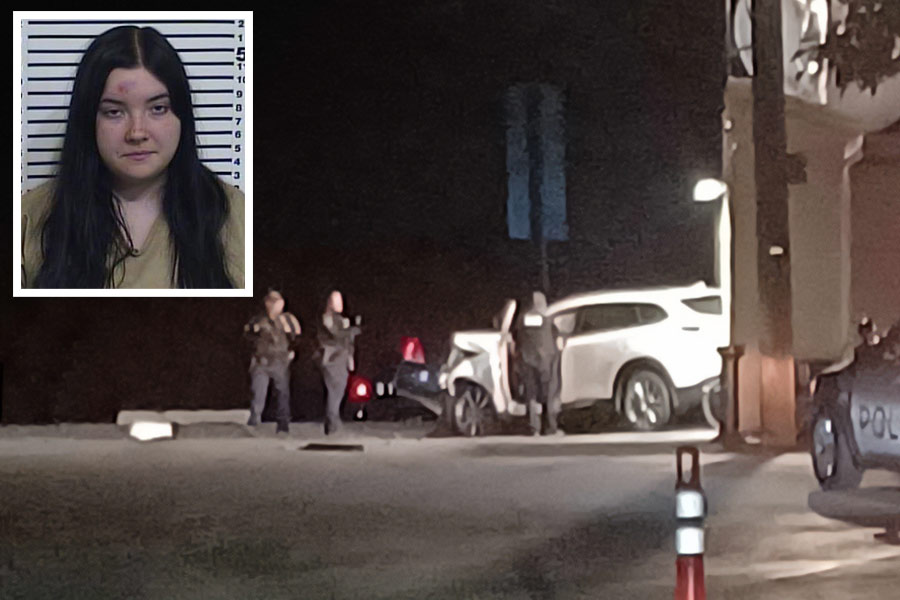 A white Mazda SUV went into the north side of the DMV building in Idaho Falls. Breeyona Vallo was arrested and taken to the Bonneville County Jail for the crash.