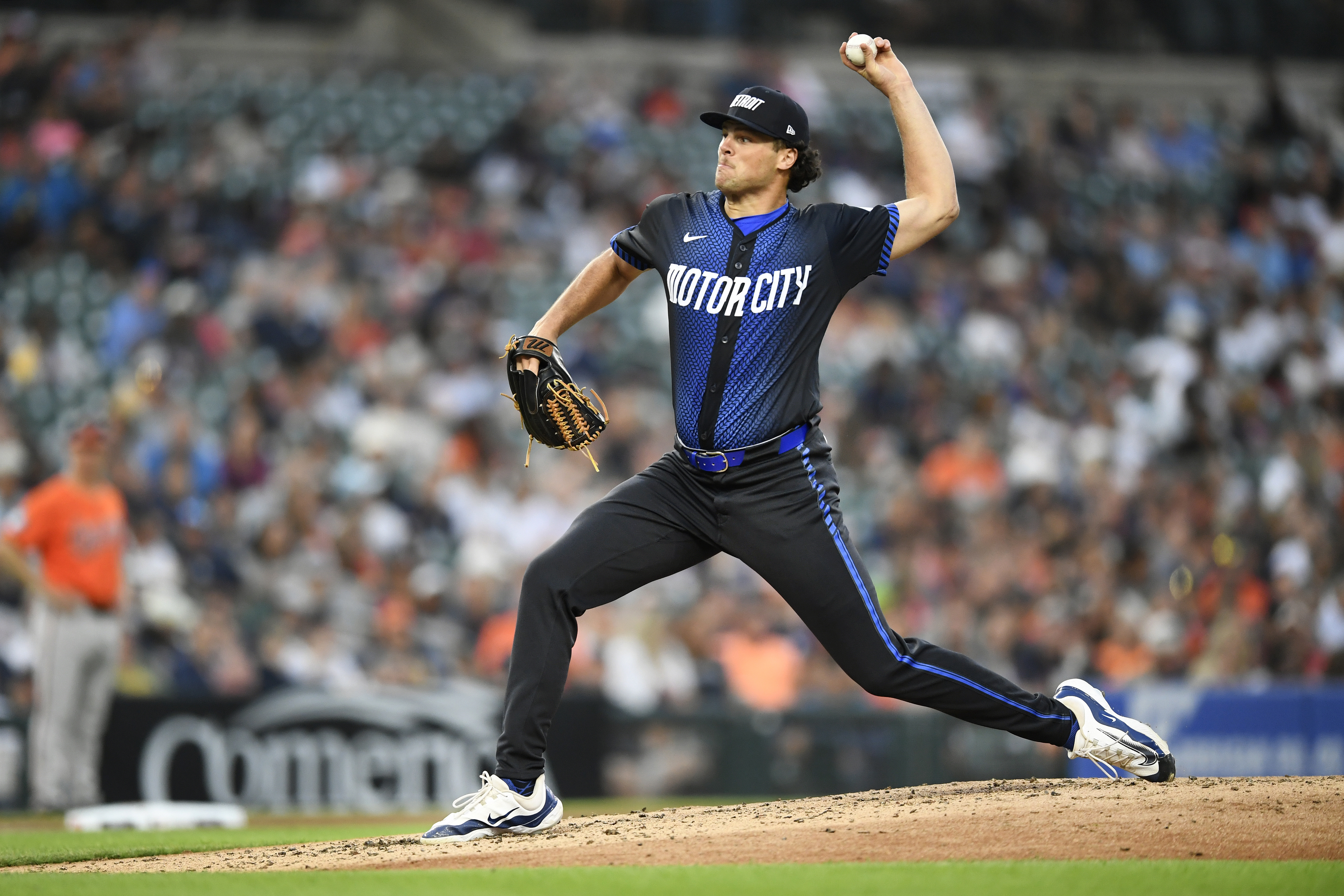 Detroit Tigers relief pitcher Brant Hurter throws against the Baltimore Orioles in the fourth inning of a baseball game, Friday, Sept. 13, 2024, in Detroit.