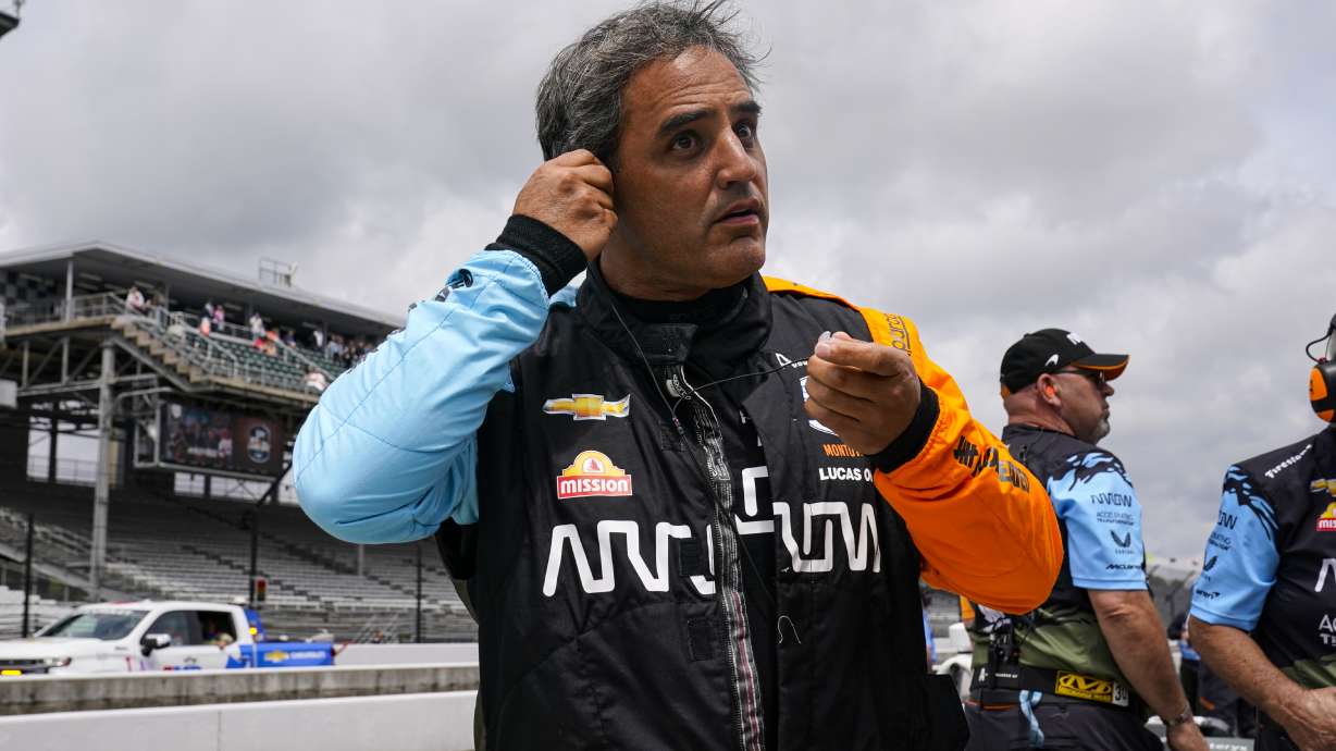 FILE - Juan Pablo Montoya, of Colombia, prepares to drive before the final practice for the Indianapolis 500 auto race at Indianapolis Motor Speedway in Indianapolis, Friday, May 27, 2022.