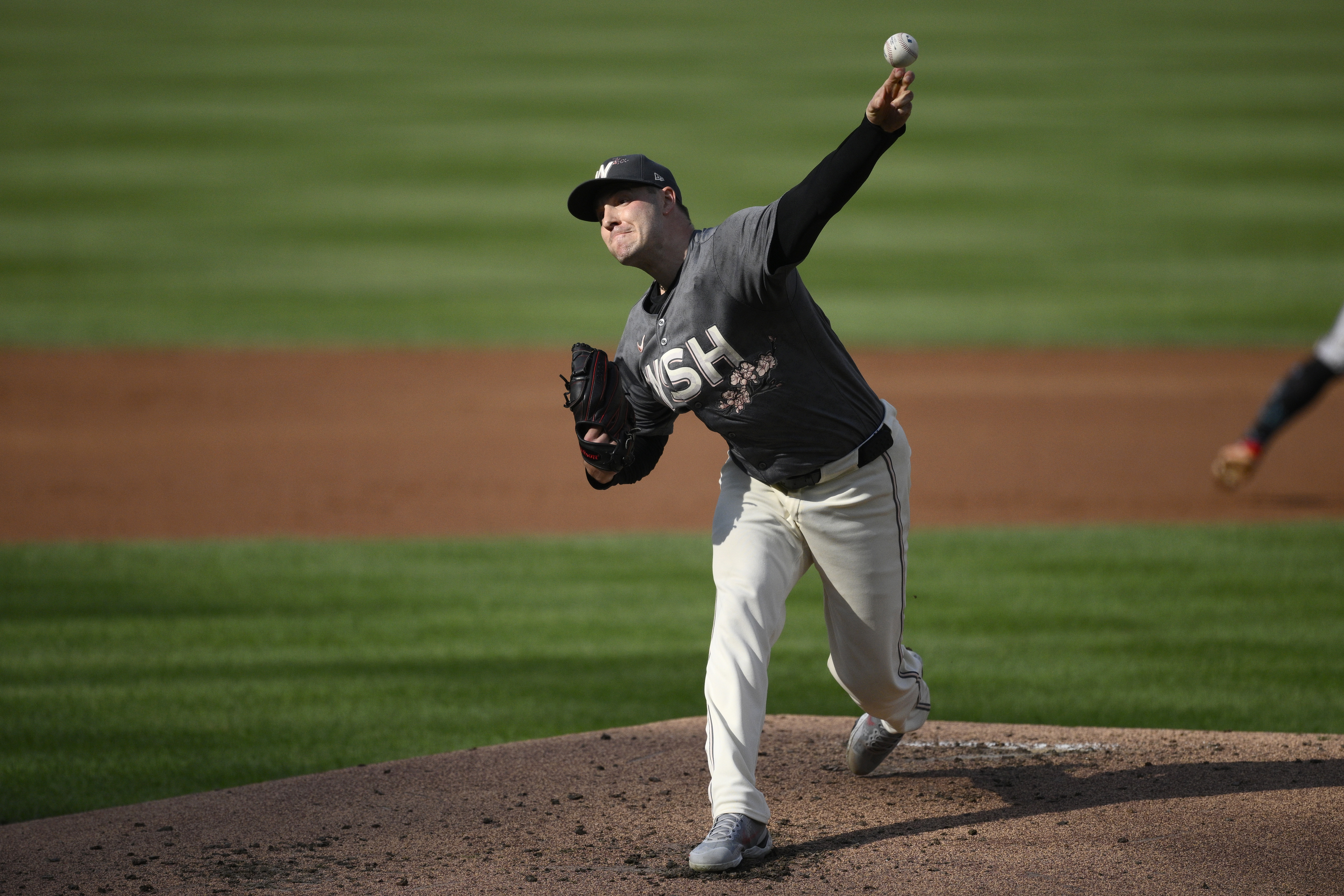 Washington Nationals starting pitcher Patrick Corbin throws during the second inning of a baseball game against the Miami Marlins, Saturday, Sept. 14, 2024, in Washington.