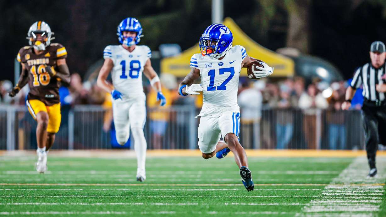 BYU plays an NCAA football game against Wyoming, Saturday, Sept. 14, 2024 at War Memorial Stadium in Laramie, Wyoming.