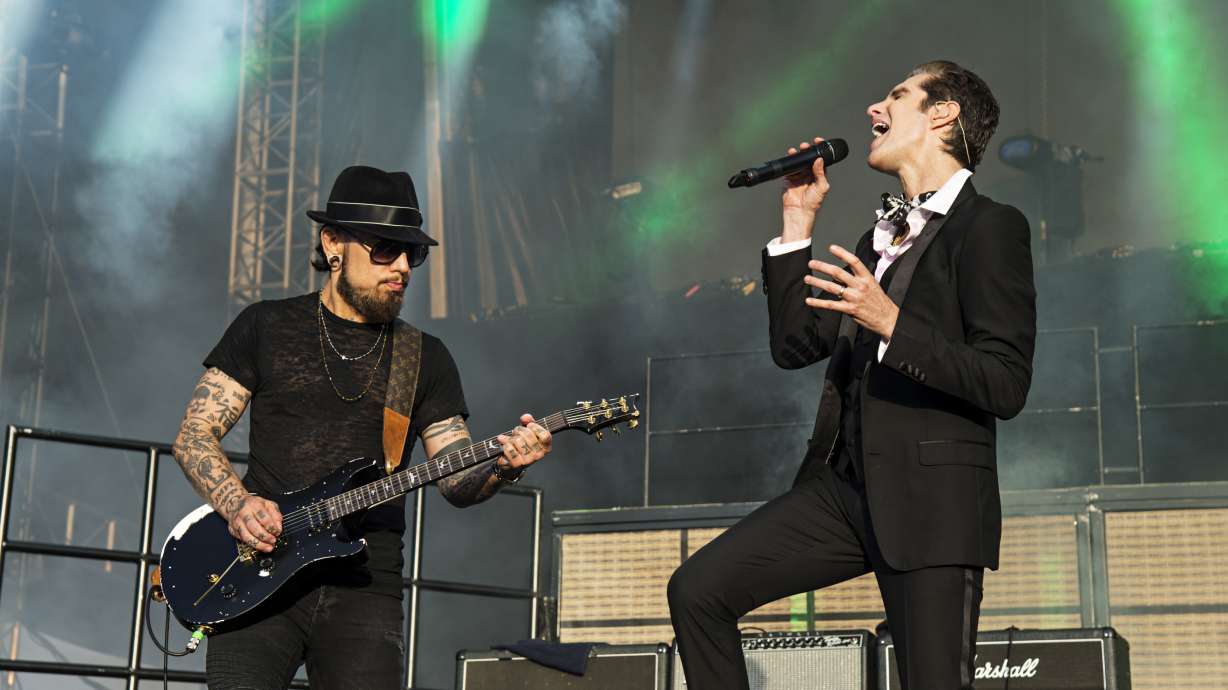 Dave Navarro, left, and Perry Farrell of Jane's Addiction perform during KAABOO 2017 in San Diego, Calif., on Sept. 16, 2017. The band canceled its October concert in Utah, along with several other shows, after an onstage altercation on Friday.
