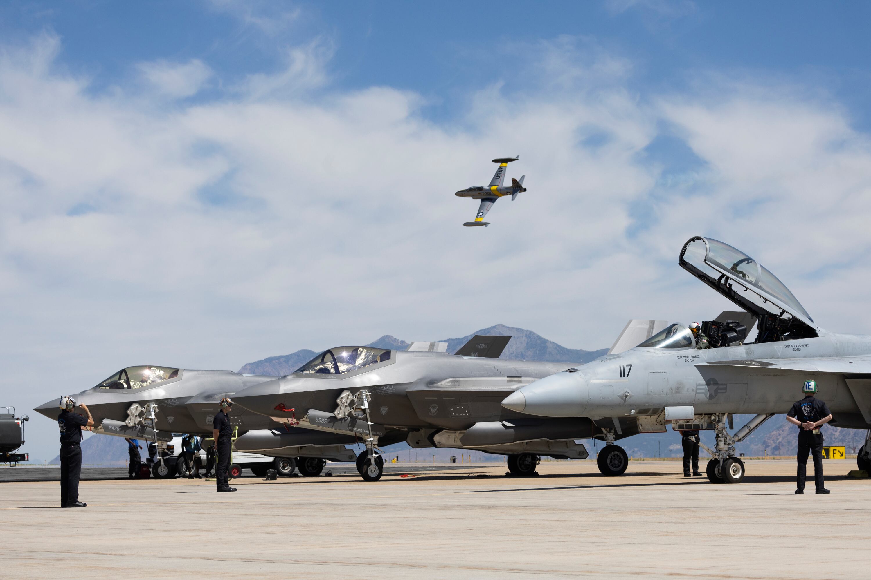 A plane flies overhead during rehearsal for the air show at Hill Air Force Base on June 28. An Idaho congressman is asserting more than 43 million acres of agricultural land is owned by foreign nations — including adversaries.