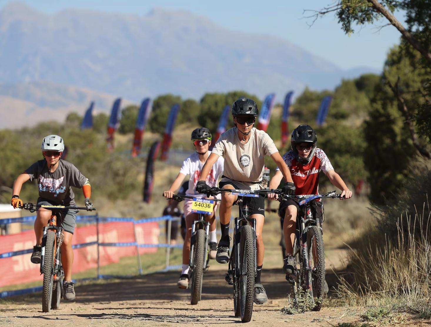 High school mountain bikers practice for an upcoming race at Butterfield Canyon in Herriman on Friday.