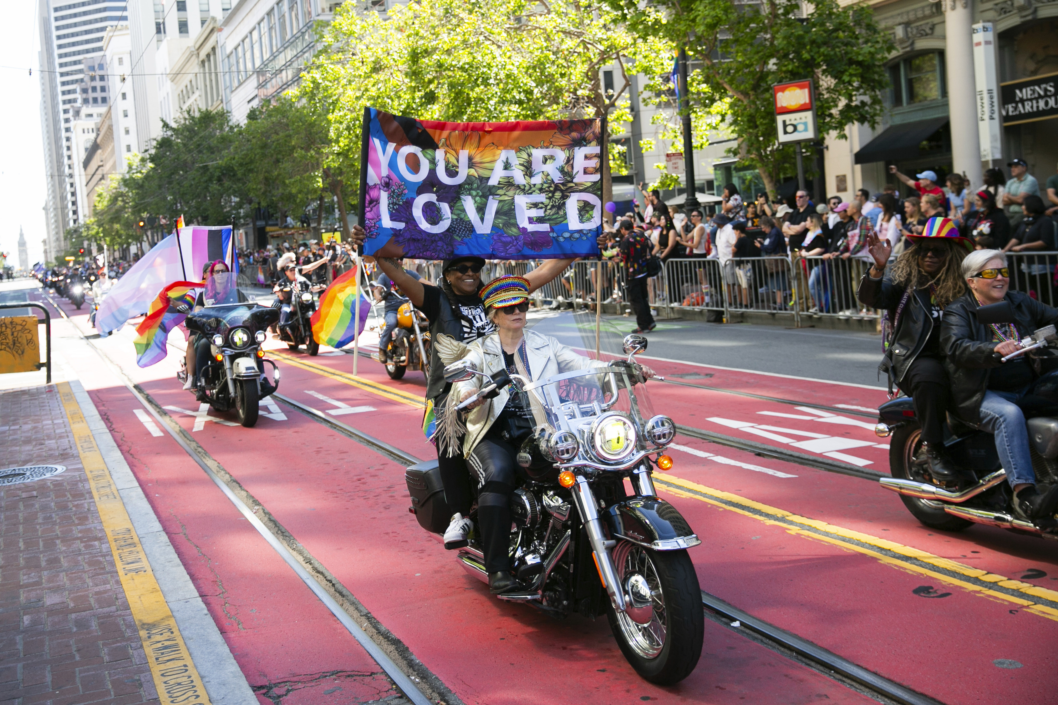 Bikers, center, ride a Harley Davidson motorcycle in the annual Pride Parade in San Francisco June 30. A diversity scorecard has recently come under scrutiny.