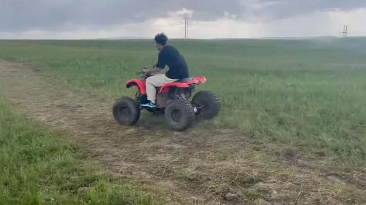 A man experiences his first time on an ATV when the unthinkable happens in Inner Mongolia, China, Aug. 10.