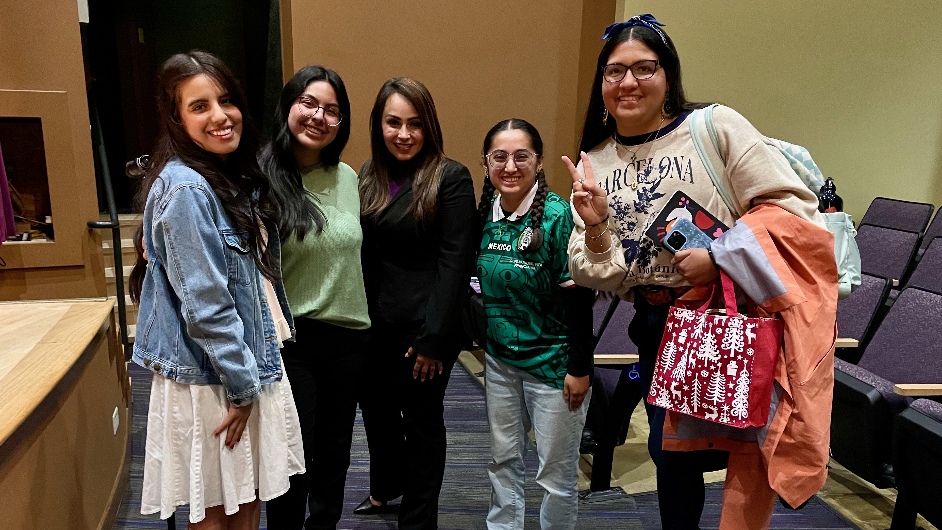 Some of the participants and organizers of Tuesday's Hispanic Heritage Month event at Weber State University in Ogden: Yudi Vargas Lewis, a university official, is in the center, surrounded, from the left, by students Angela Barradas, Mia Salgado, Anayeli Rodriguez and America Lizbeth Cuevas Vazquez.