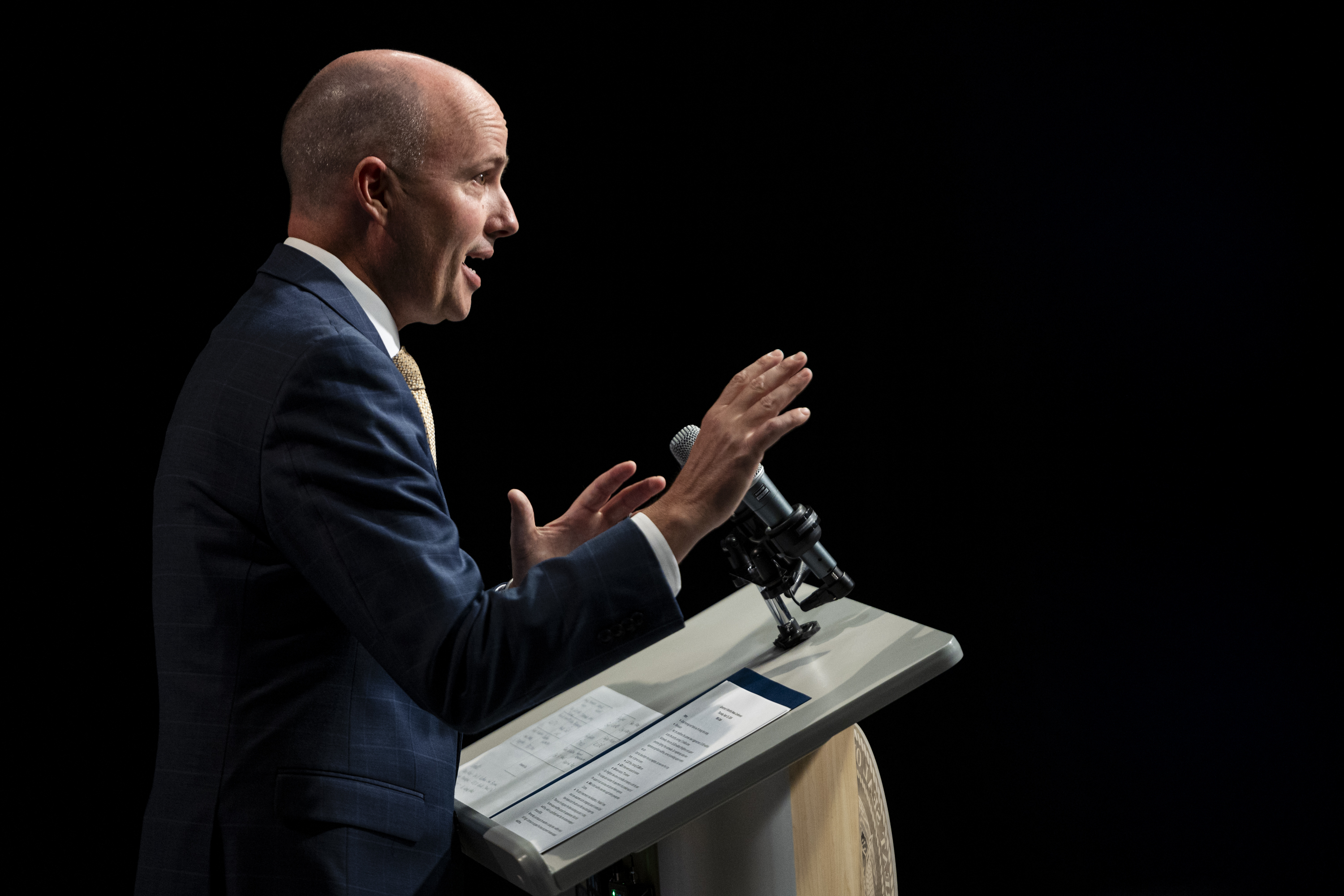 Utah Gov. Spencer Cox speaks at his monthly news conference held at the Eccles Broadcast Center in Salt Lake City on Thursday.