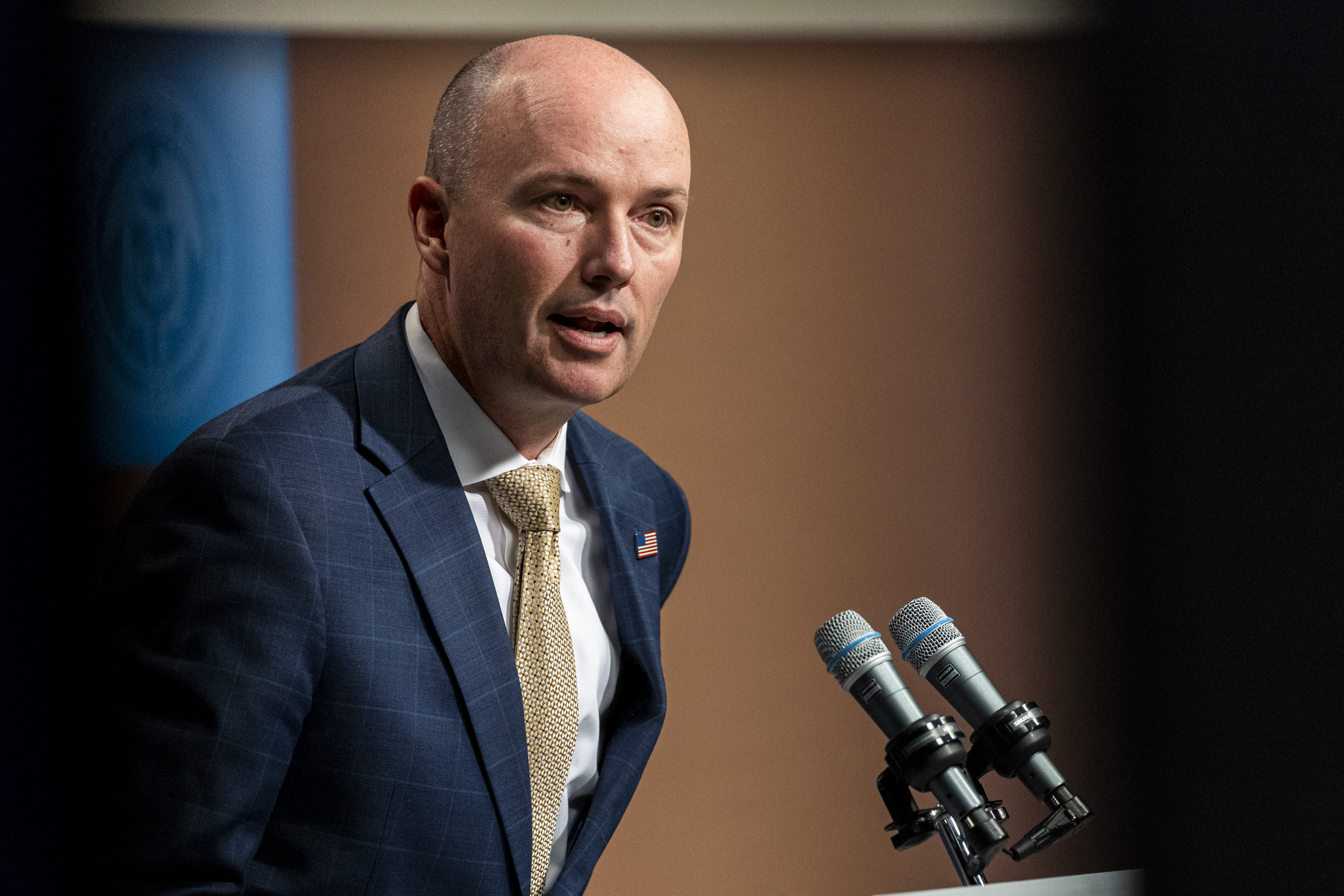 Utah Gov. Spencer Cox speaks at his monthly news conference held at the Eccles Broadcast Center in Salt Lake City on Thursday, Sept. 19, 2024.