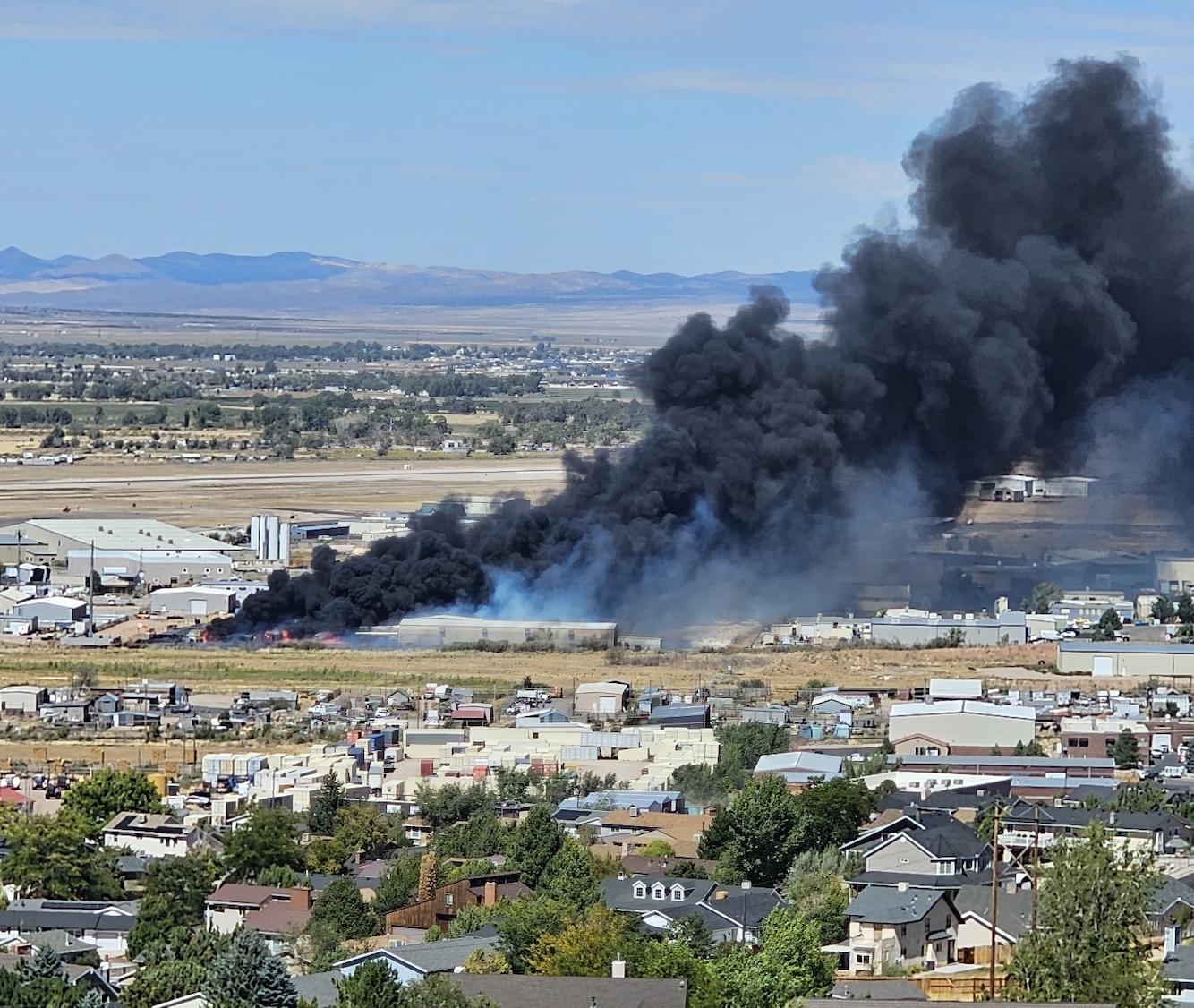 Smoke billows from a fire burning west of Airport Road on 850 North in Cedar City on Thursday afternoon. 