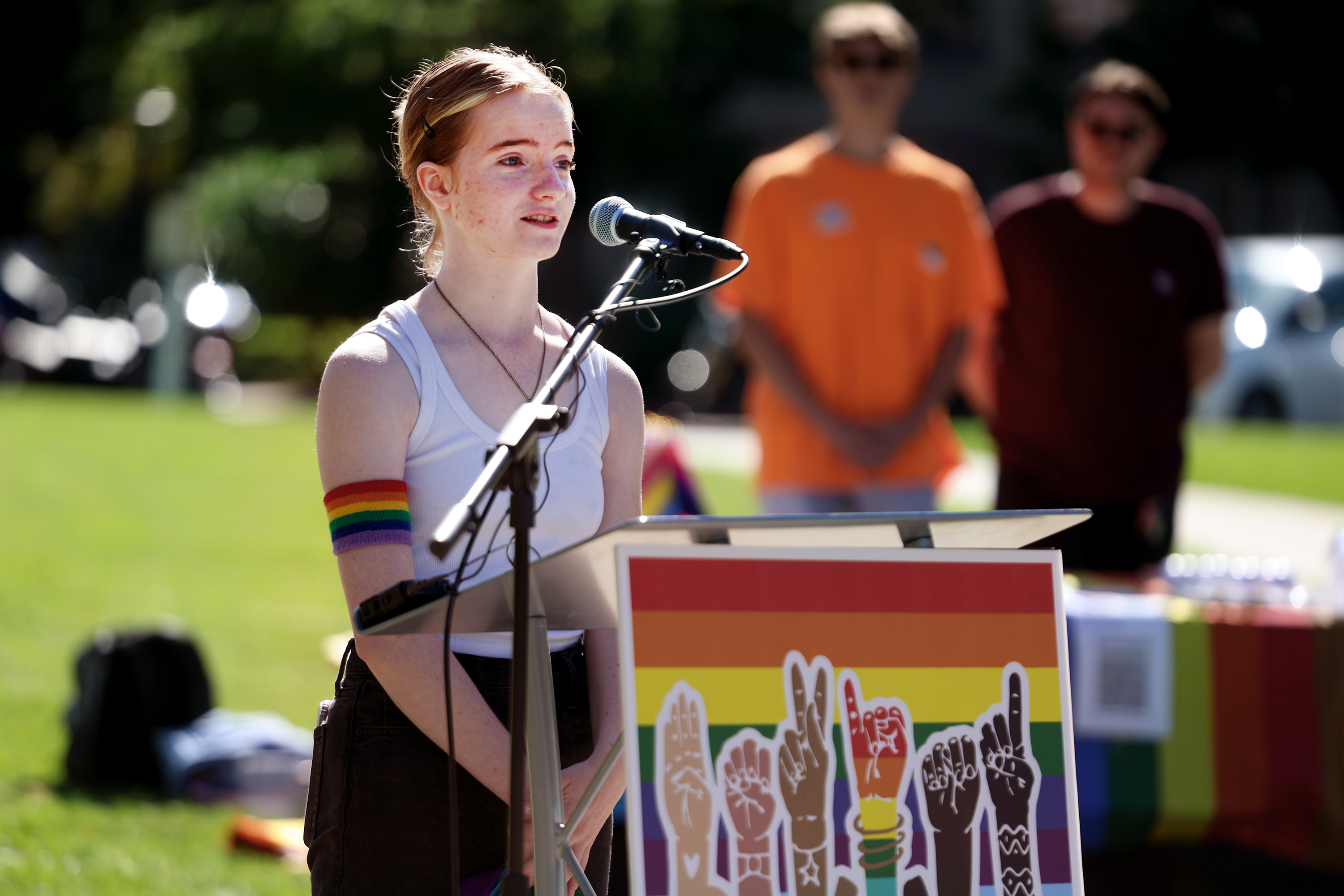 Ien Zielinski, executive director of the Student Pride Center, speaks at the launch of the new organization at the University of Utah in Salt Lake City on Thursday. The group, affiliated with the Utah Pride Center, serves as an LGBTQ advocacy group on the campus.