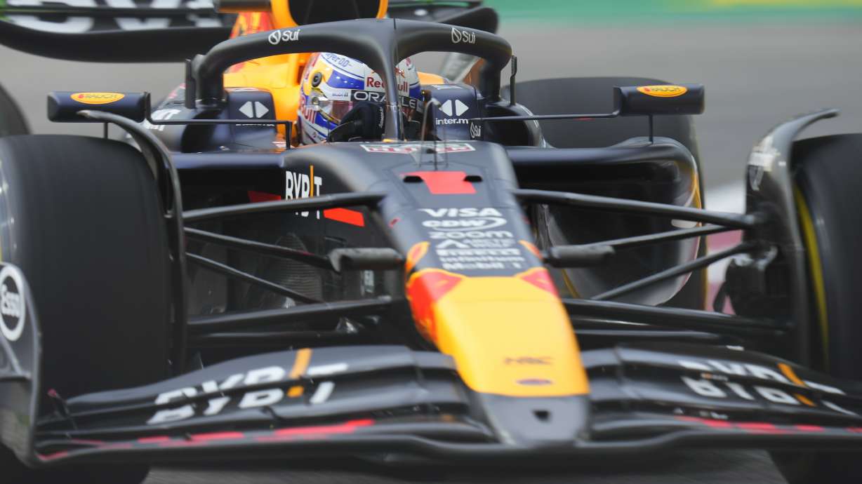 Red Bull driver Max Verstappen of the Netherlands during the first practice session of the Singapore Formula One Grand Prix at the Marina Bay Street Circuit, in Singapore, Friday, Sept. 20, 2024.