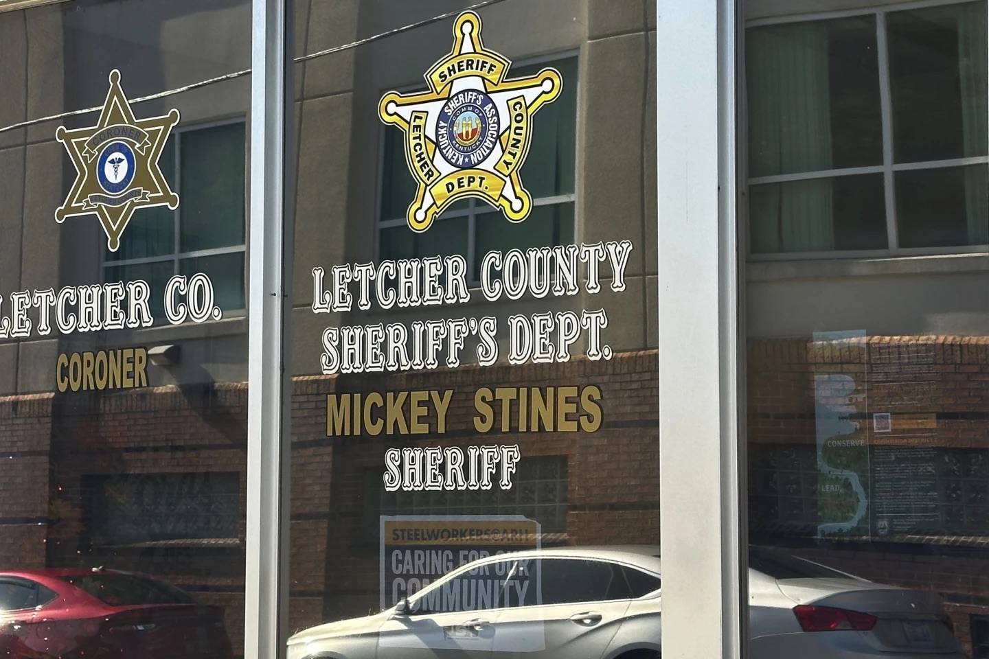 The front of the Letcher County Sheriff's Department office is seen in Whitesburg, Ky., Friday.