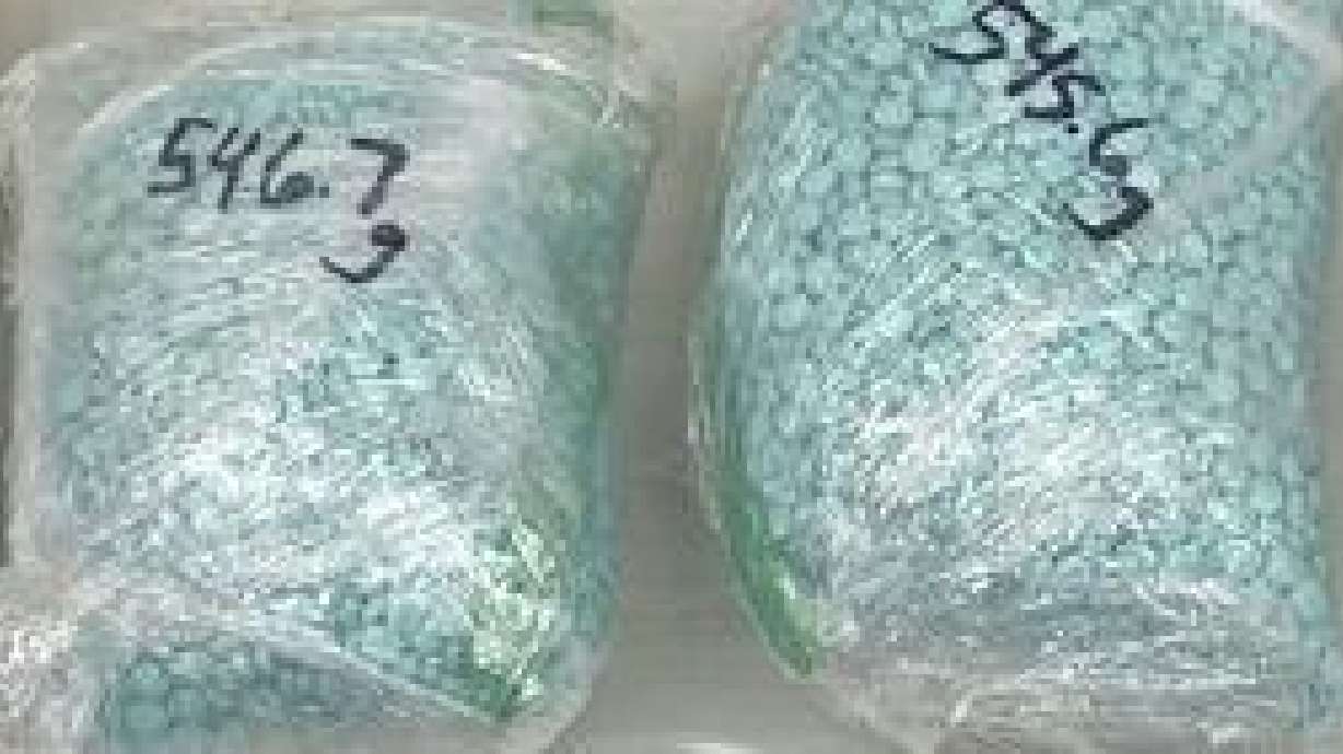 Two pounds of suspected fentanyl is recovered during a traffic stop on I-15 in Washington City, May 11, 2022. Two women have been sentenced to federal prison.