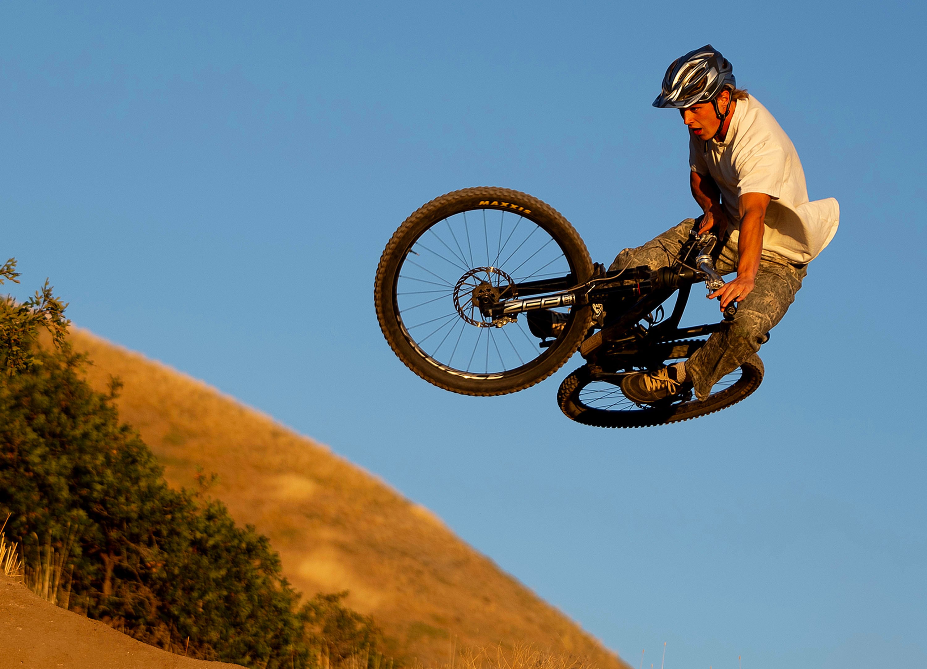 Kimball Peterson throws a tabletop at the I Street Bike Park in Salt Lake City on Sept. 18.