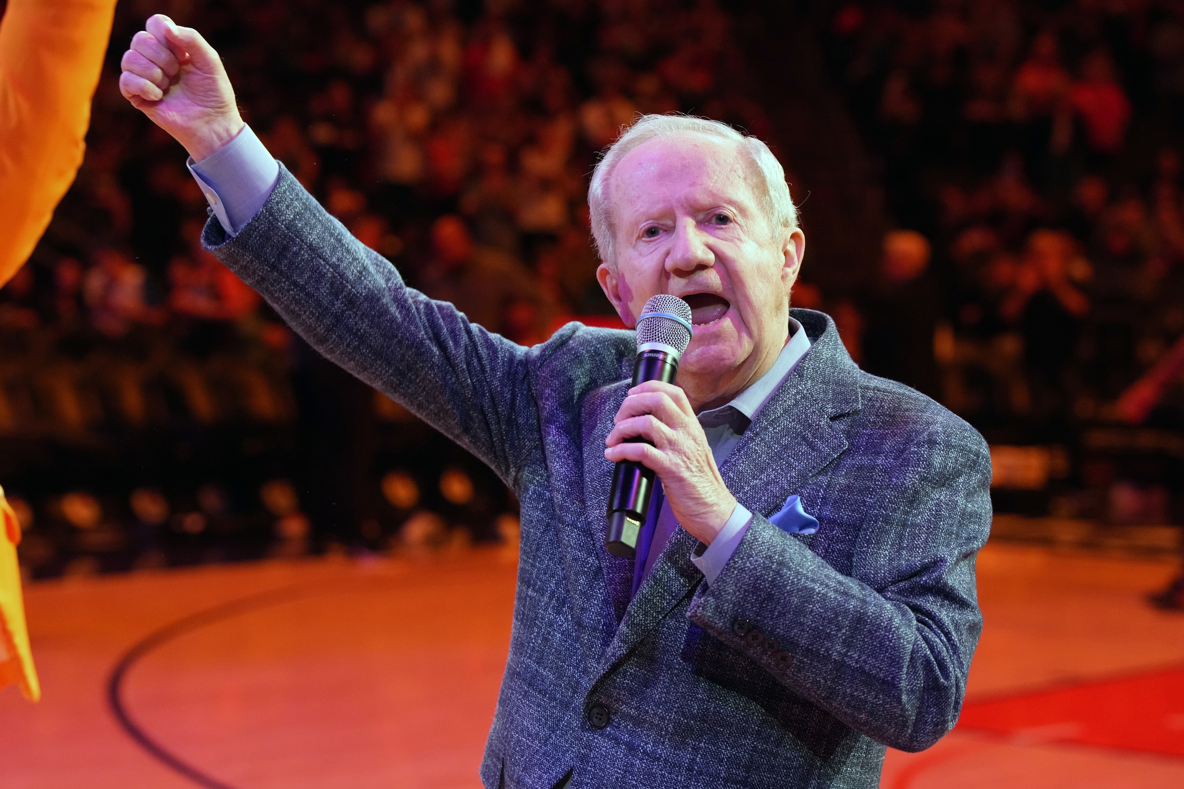 FILE - Phoenix Suns radio announcer Al McCoy during the second half of an NBA basketball game against the LA Clippers, Sunday, April 9, 2023, in Phoenix. 