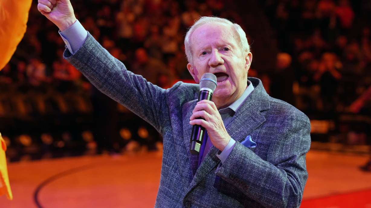FILE - Phoenix Suns radio announcer Al McCoy during the second half of an NBA basketball game against the LA Clippers, Sunday, April 9, 2023, in Phoenix.