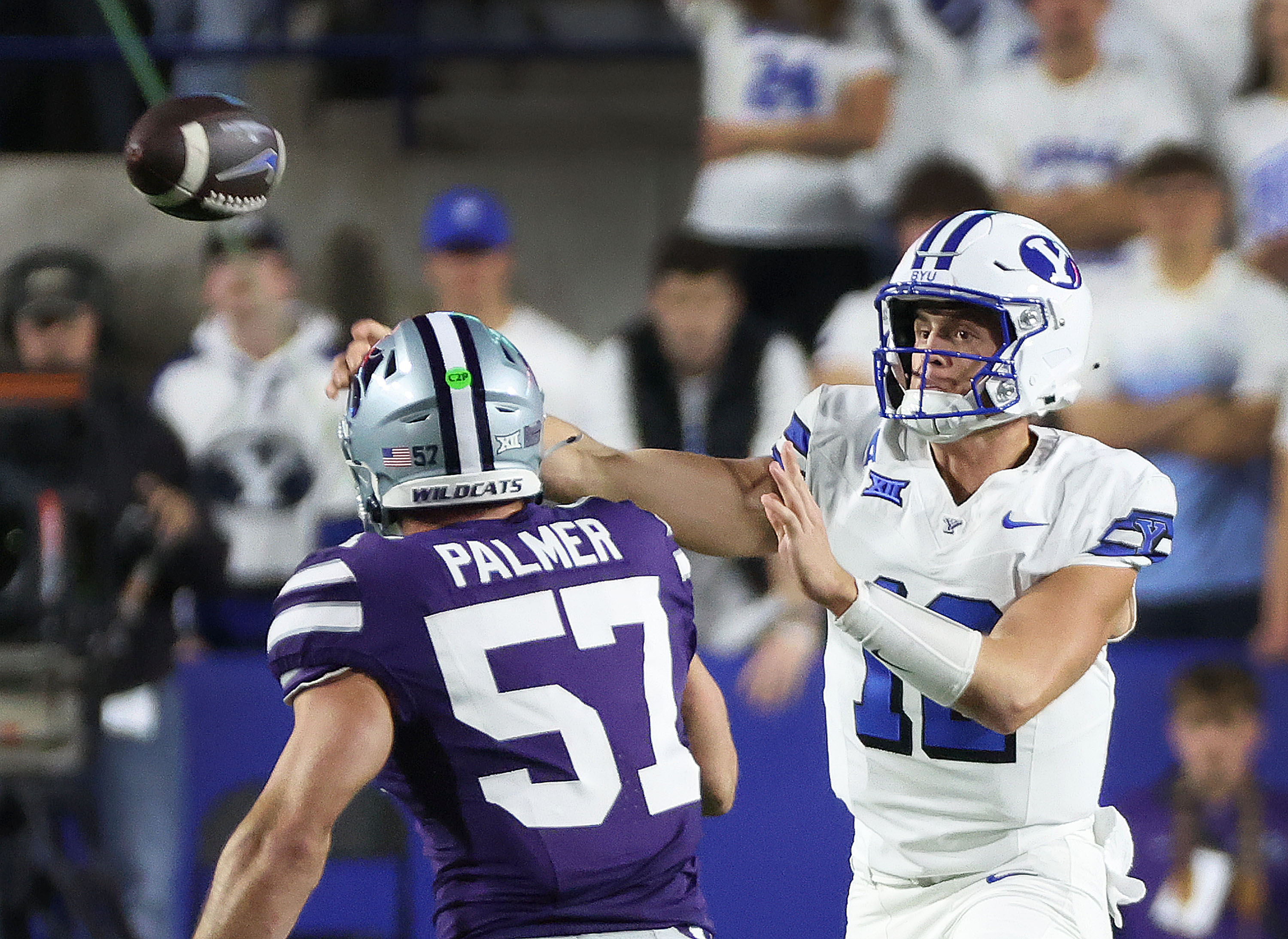 BYU quarterback Jake Retzlaff drops back to pass in Provo on Saturday, Sept. 21, 2024. BYU won 38-9.