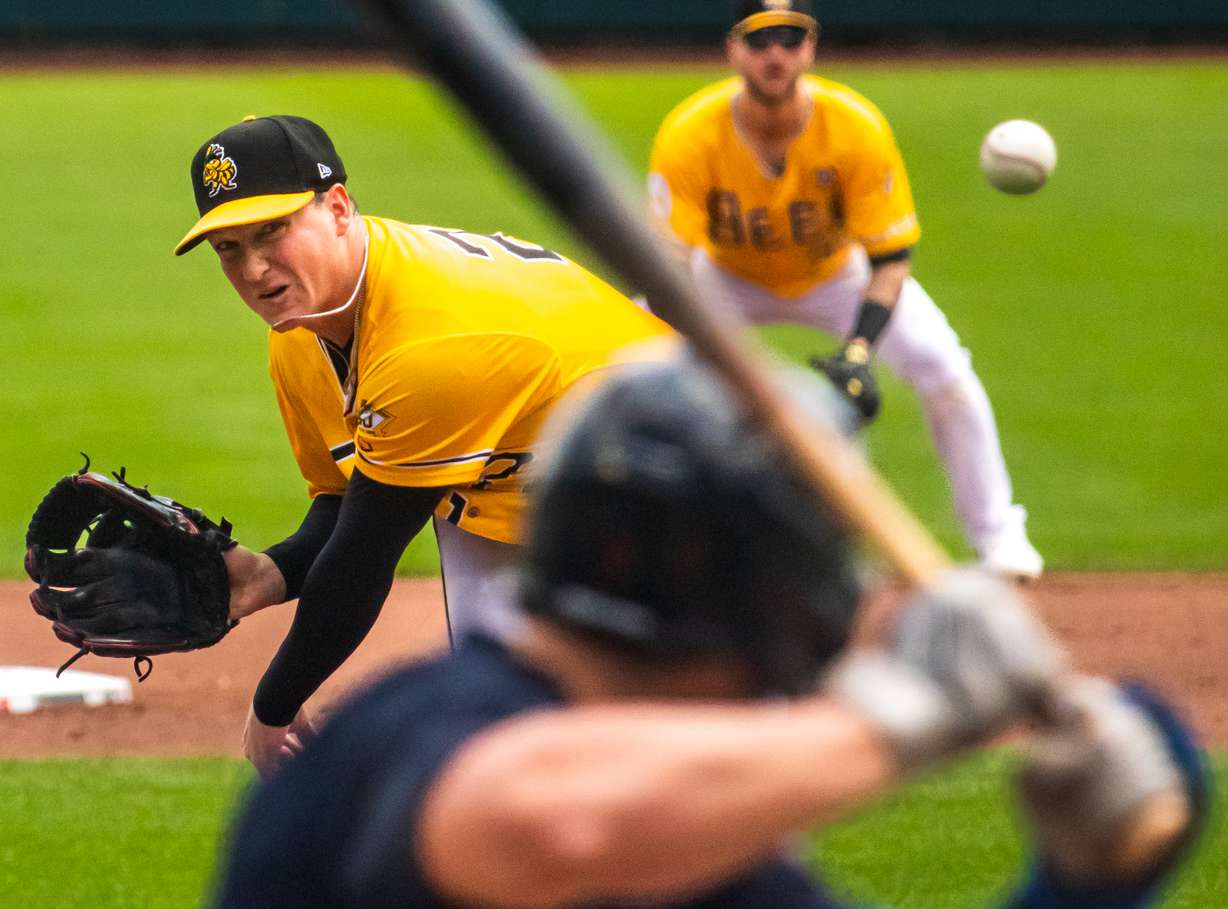 Salt Lake Bees pitcher Kenny Rosenberg throws a pitch during the team's matchup with Round Rock on Aug. 25.
