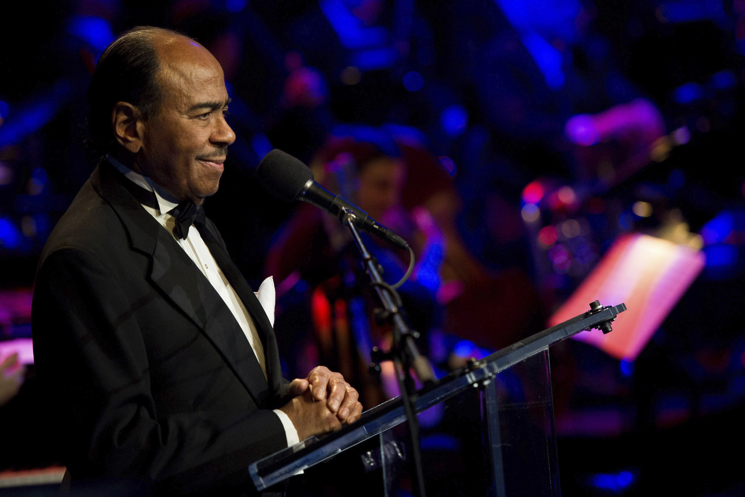 Benny Golson speaks at the National Endowment for the Arts Jazz Master Awards Ceremony and Concert held in New York, Jan. 11, 2011. Golson died Saturday.  He was 95.