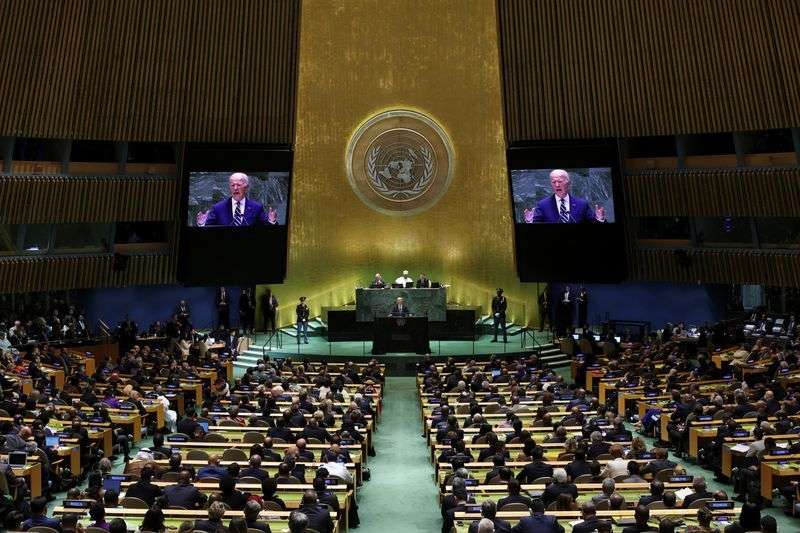 President Joe Biden addresses the 79th United Nations General Assembly at U.N. headquarters in New York, Tuesday.
