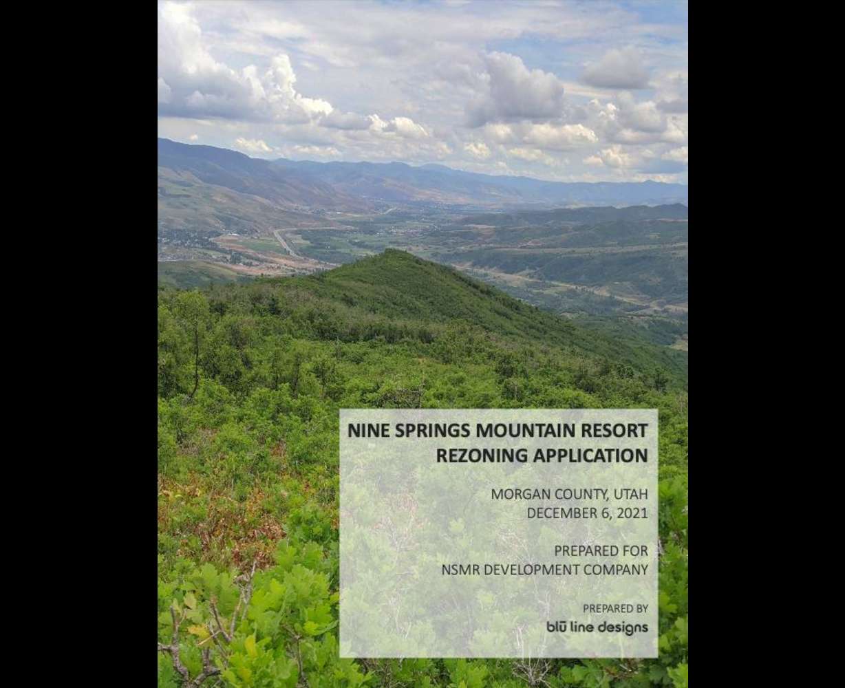 The cover of the report submitted to Morgan County officials outlining the proposed Nine Springs development between Mountain Green and Snowbasin ski resort.