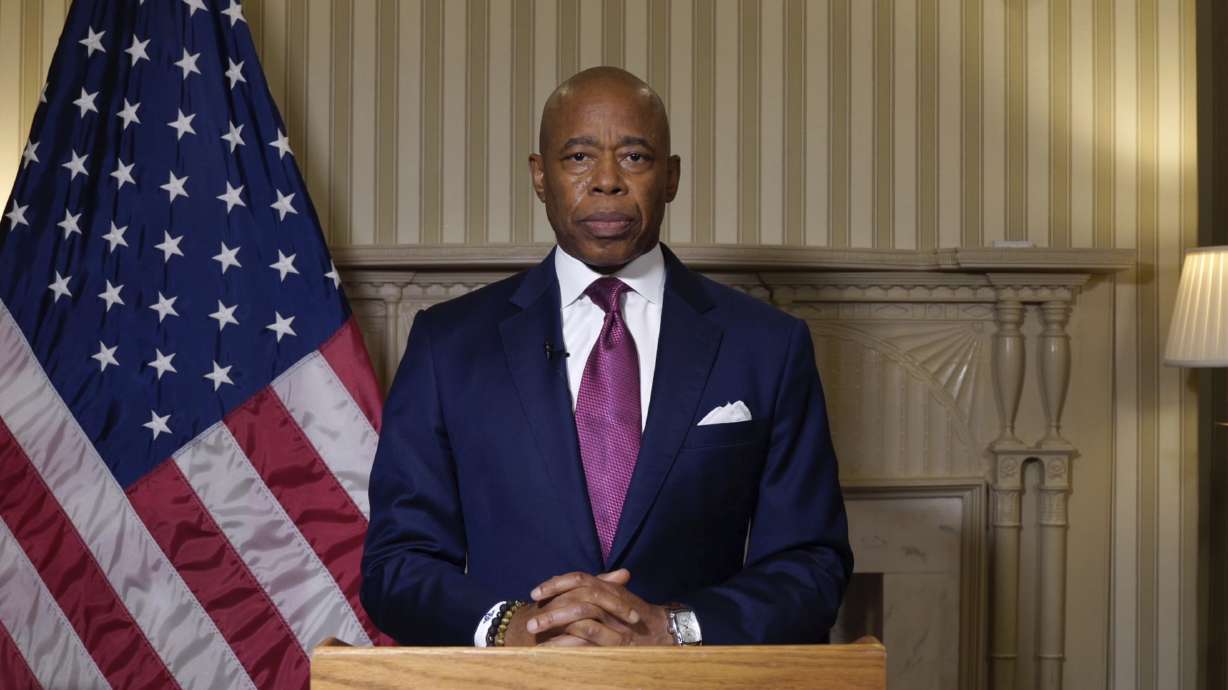 New York City Mayor Eric Adams speaks during a videotaped statement Wednesday. Adams has vowed to stay in office after federal prosecutors unsealed an indictment accusing him of letting Turkish officials and business people buy his influence with illegal campaign contributions and lavish overseas trips.