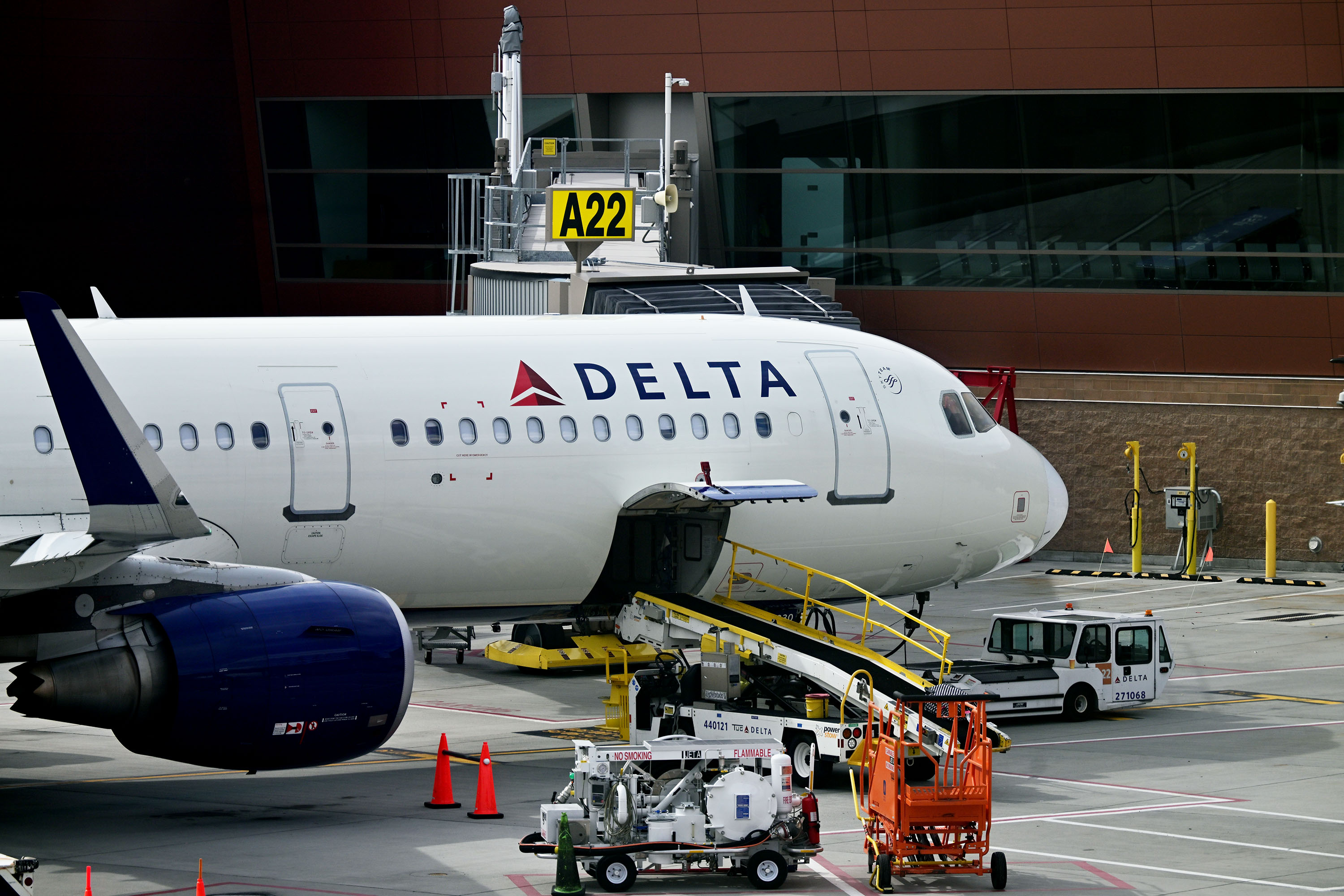 A Delta Air Lines plane sits at a Salt Lake City International Airport gate on May 4. The airline announced Friday that it will launch a new nonstop route between Salt Lake City and Seoul-Incheon International Airport beginning next year.