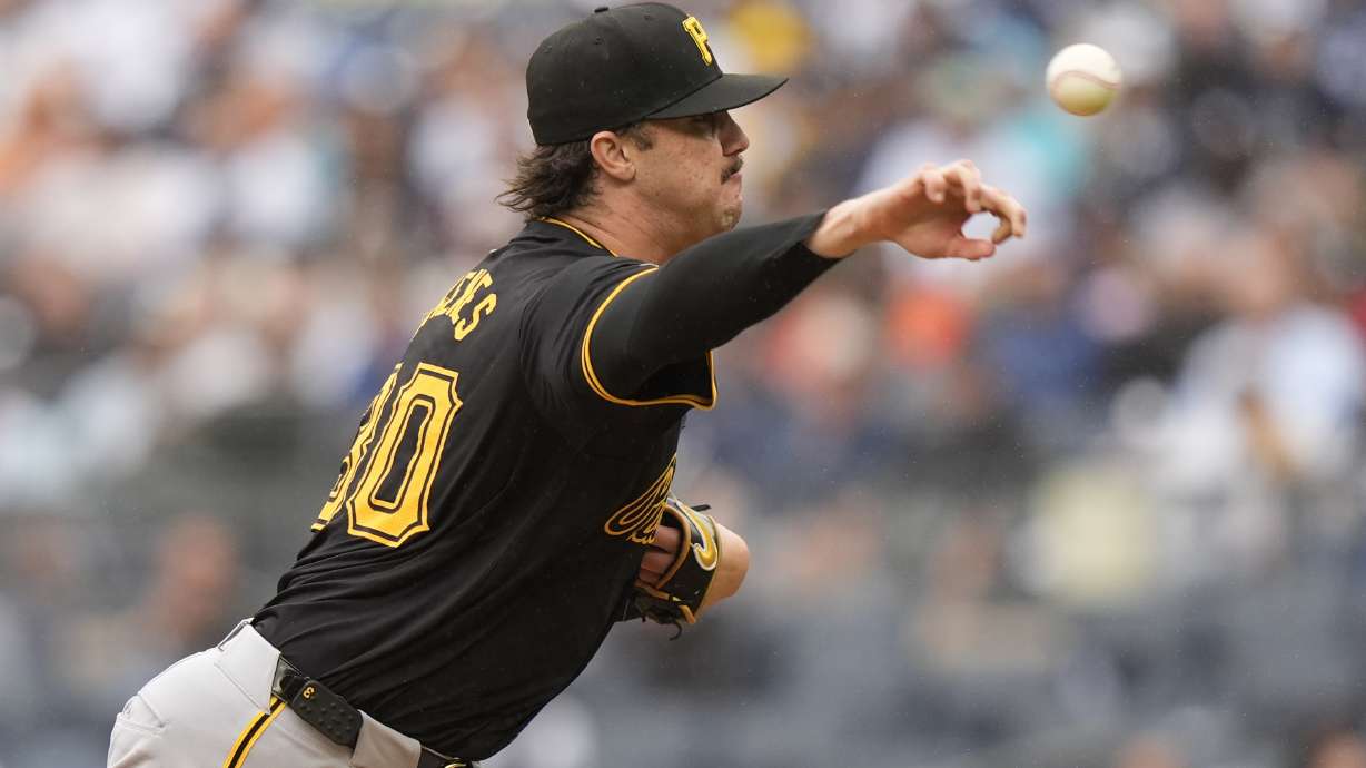 Pittsburgh Pirates' Paul Skenes pitches during the first inning of a baseball game against the New York Yankees, Saturday, Sept. 28, 2024, in New York.
