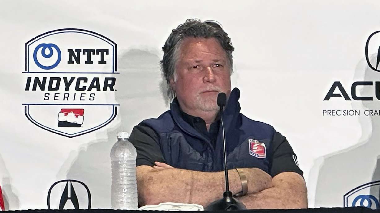 FILE - Michael Andretti attends a news conference for the IndyCar Grand Prix of Long Beach auto race, Saturday, April 15, 2023 in Long Beach, Calif.