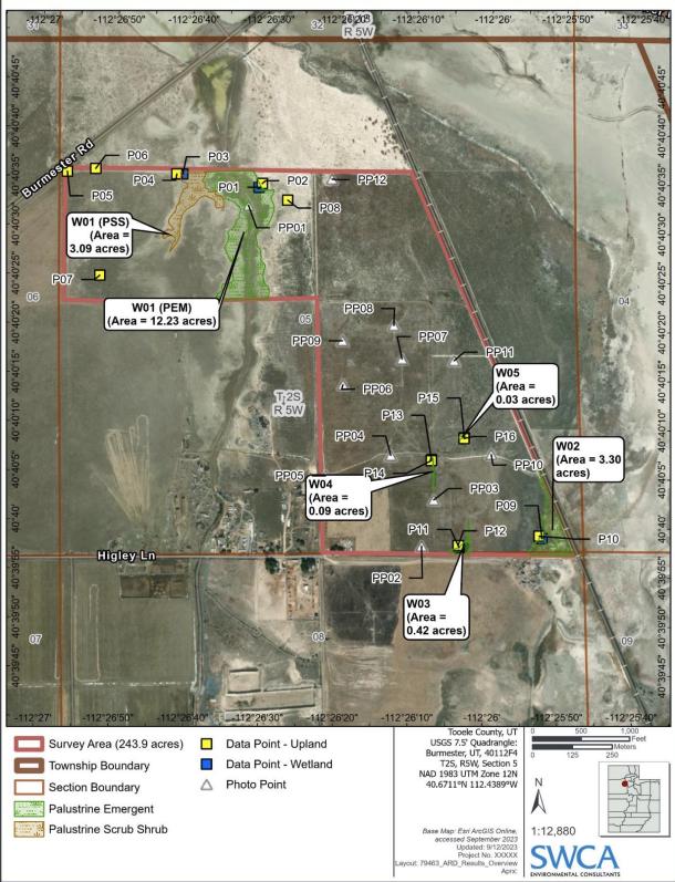 Aquatic resources overview map for the Tooele Valley project area.