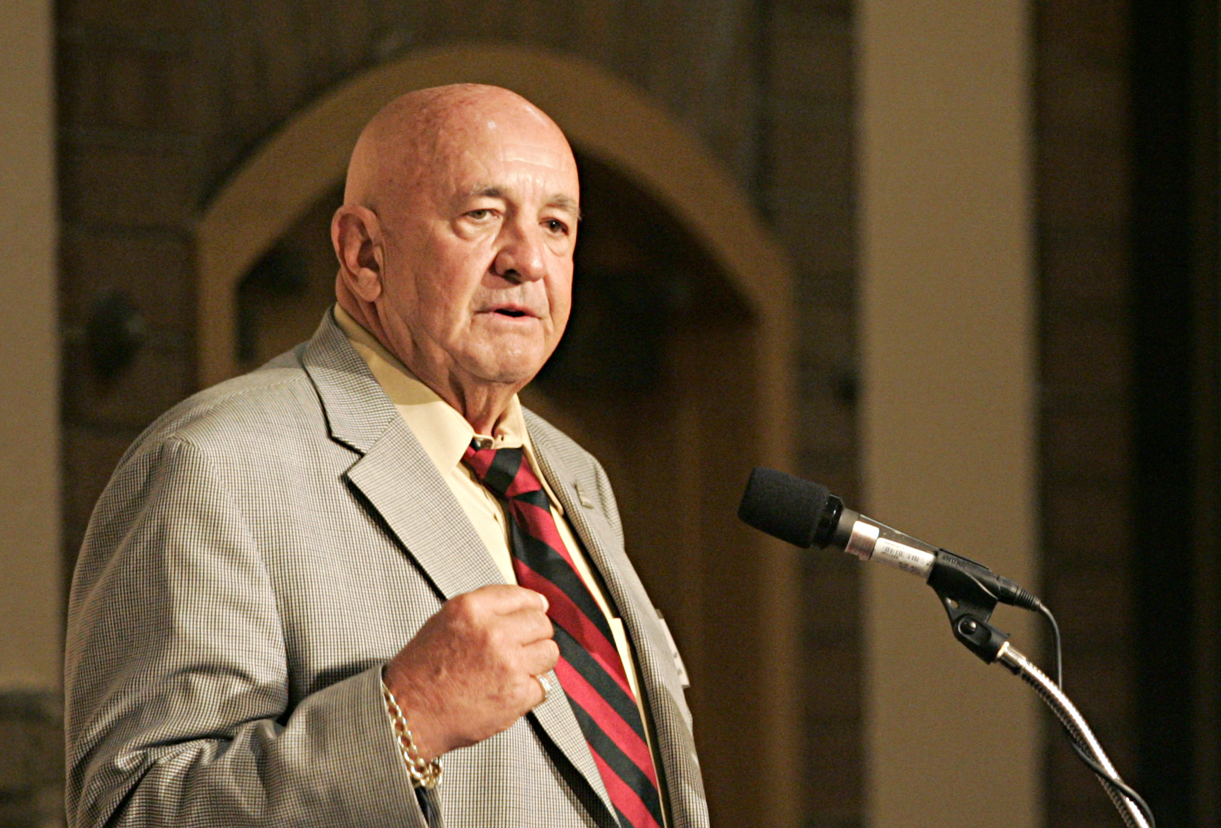 Utah state Sen. Mike Dmitrich speaks July 21, 2008, at the Sheraton Hotel in Salt Lake City. Dmitrich has died at age 87, according to an online obituary published Tuesday.