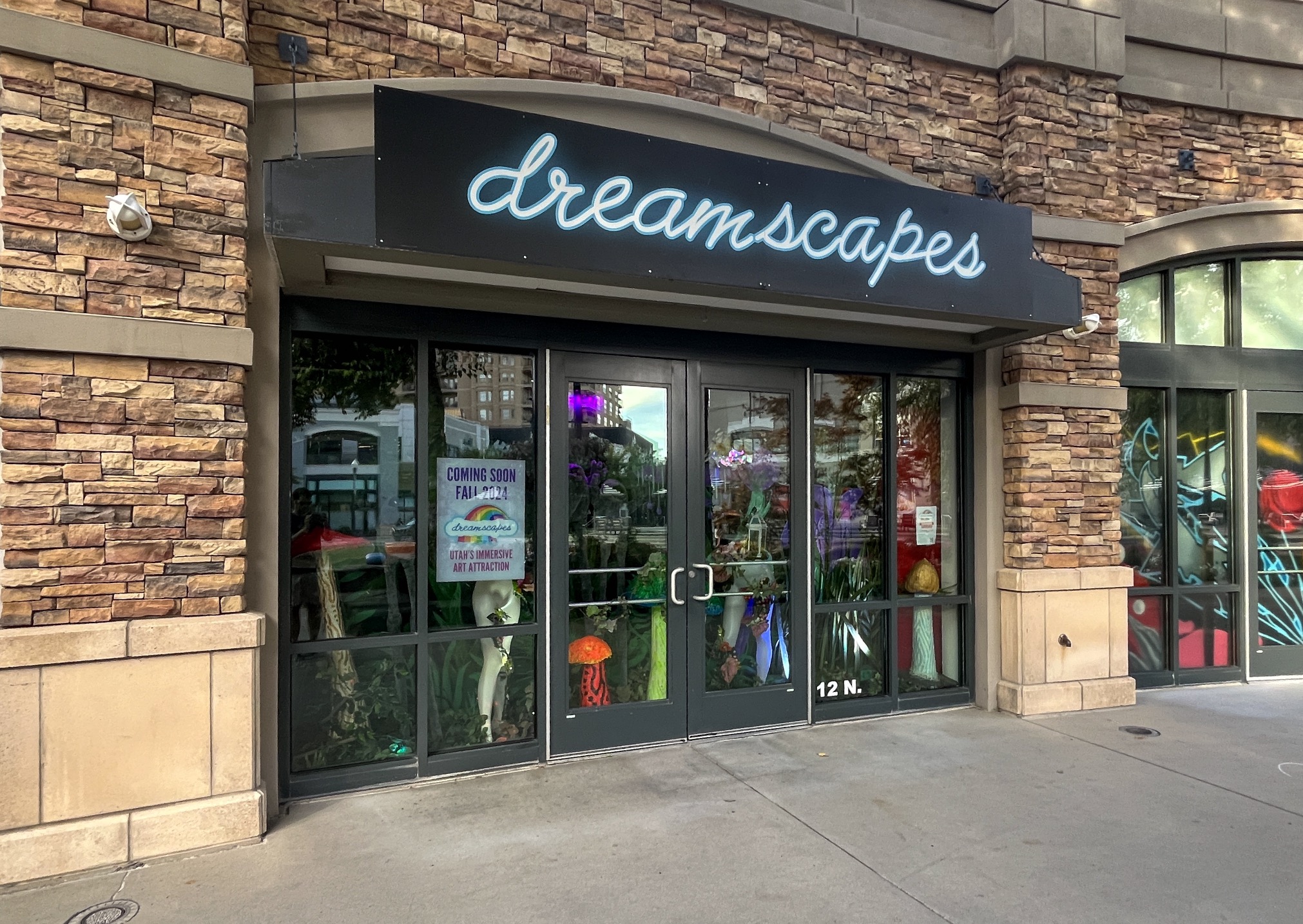 The exterior of the new Dreamscapes location at the Gateway in Salt Lake City on Sept. 10. The art exhibit was ousted from South Town mall earlier this year to make way for the Utah Hockey Club's new practice facility.