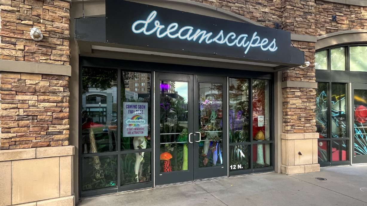 The exterior of the new Dreamscapes location at the Gateway in Salt Lake City on Sept. 10. The art exhibit was ousted from South Town mall earlier this year to make way for the Utah Hockey Club's new practice facility.