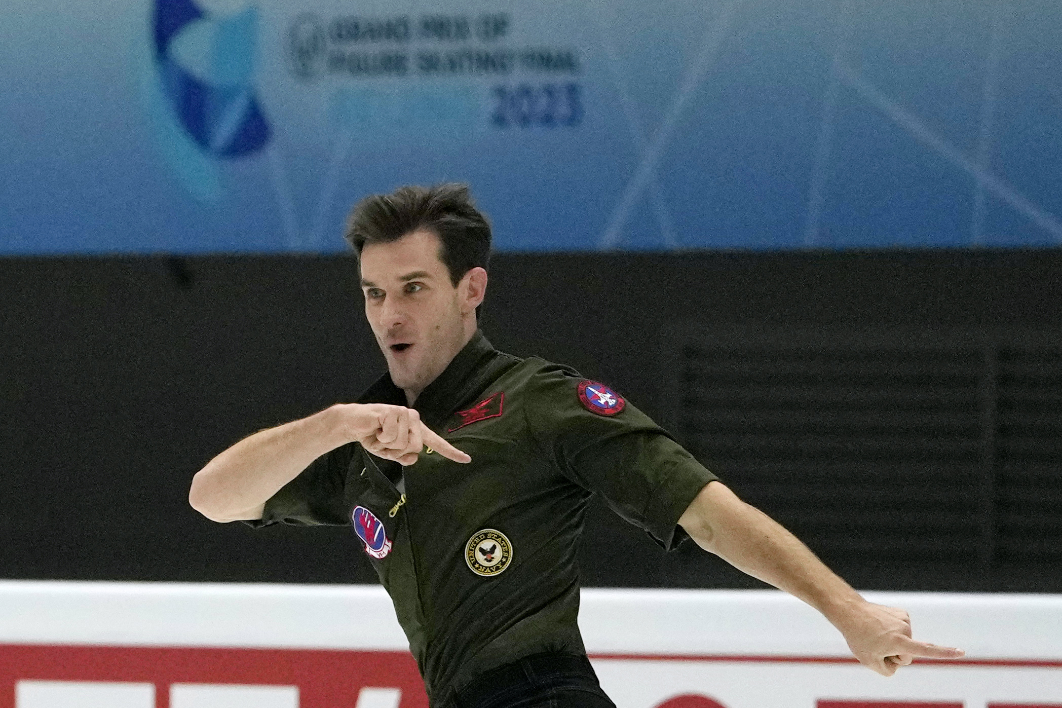 Canada's Nikolaj Sorensen practices ahead of the ISU Grand Prix of Figure Skating event in Beijing, Wednesday, Dec. 6, 2023. 