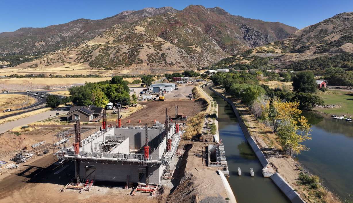 A pump station that is part of an $81 million seismic resilience project for the Davis Aqueduct, to increase water security in the event of a major earthquake, is pictured under construction in South Weber on Wednesday.