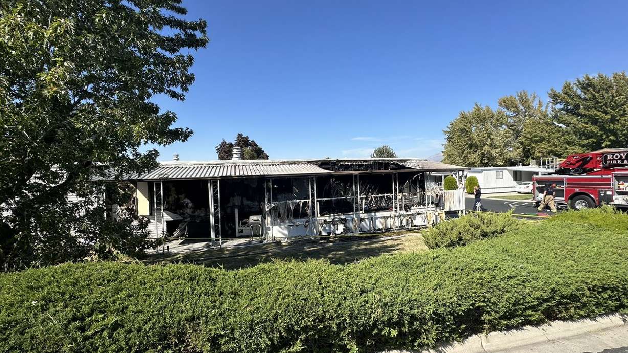 Two people died after a fire trapped them in their mobile home at 3800 S. 1900 West in Roy on Oct. 3.