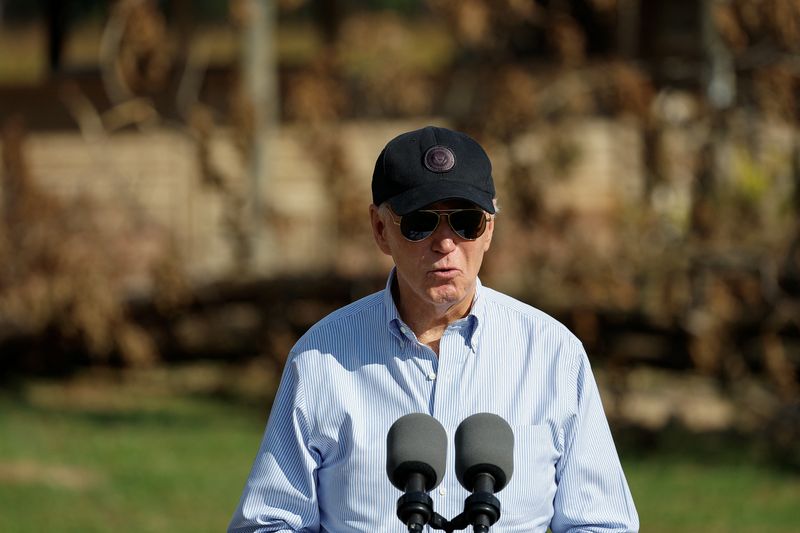 President Joe Biden delivers remarks, as he visits storm-damaged areas near Valdosta, Ga., Thursday. A federal judge on Thursday temporarily blocked Biden's administration from implementing a plan to forgive student loan debt.