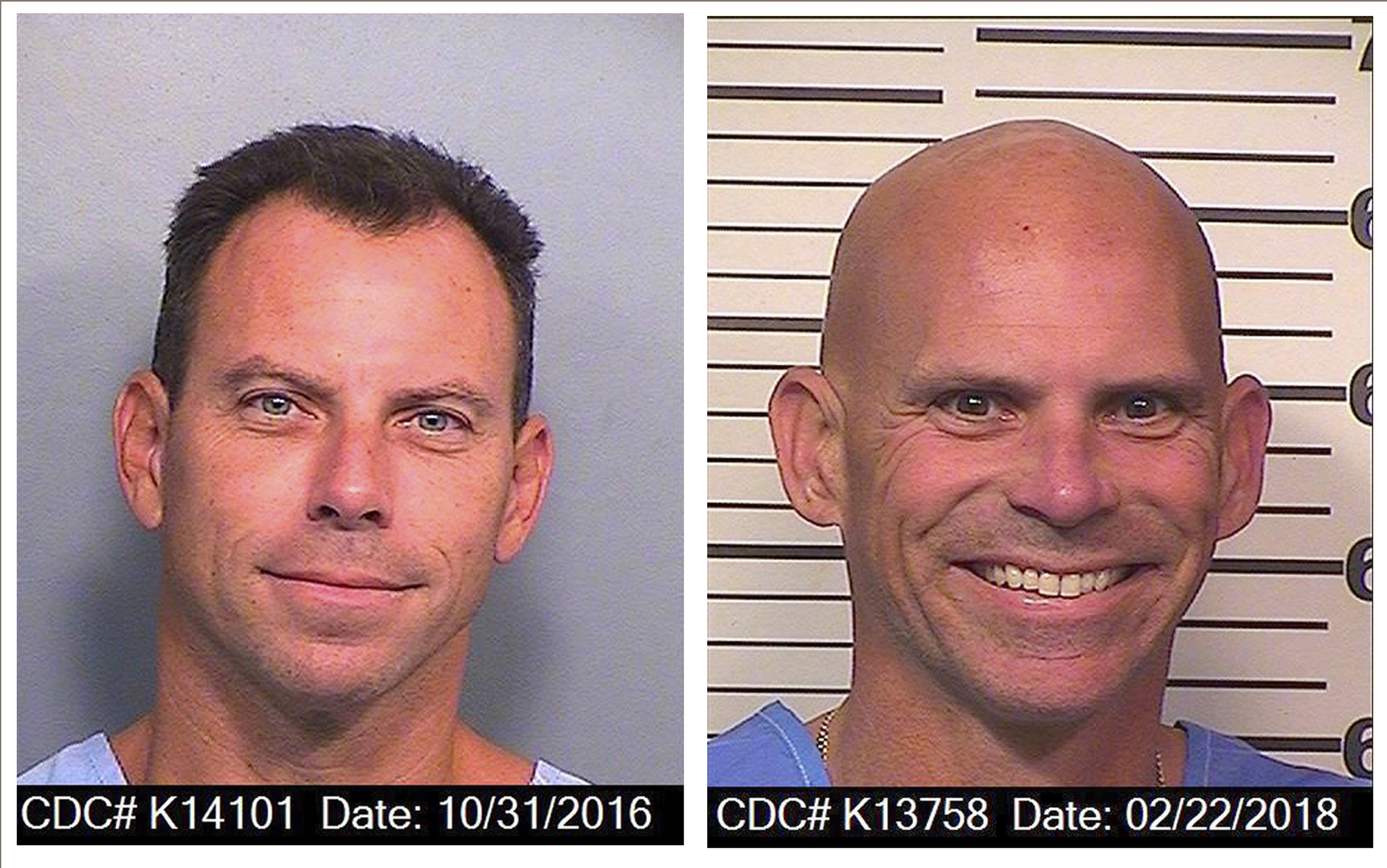 A photo from Oct. 31, 2016, shows Erik Menendez, left, and a photo from Feb. 22, 2018, shows Lyle Menendez.