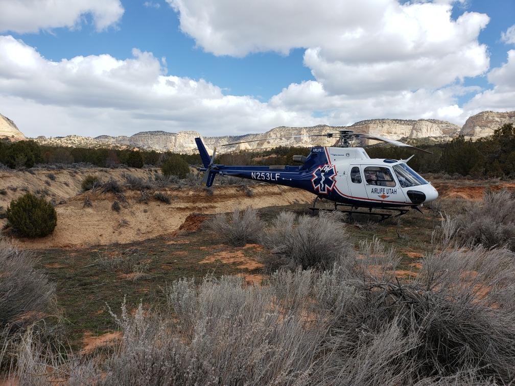 An AirLife helicopter lands in a sparsely populated area where its crew will now serve more people. A change in designation has made this possible. 