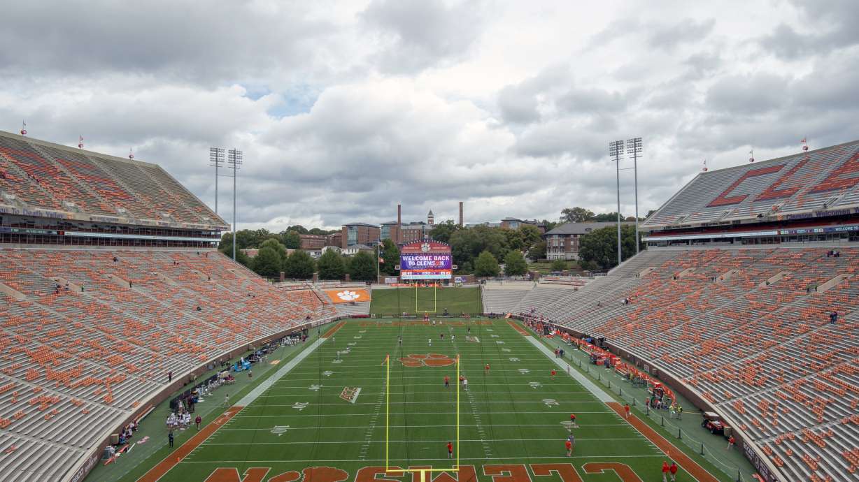 FILE - A view of Memorial Stadium is seen, Oct. 30, 2021, in Clemson, S.C.