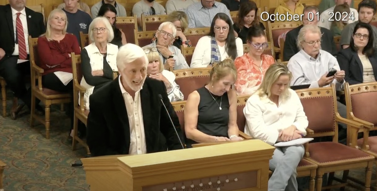 Former Salt Lake City Mayor Rocky Anderson speaks during a public hearing on Salt Lake City's partnership agreement with Smith Entertainment Group on Tuesday. Anderson had threatened a possible referendum on the agreement but backed off from that on Friday.