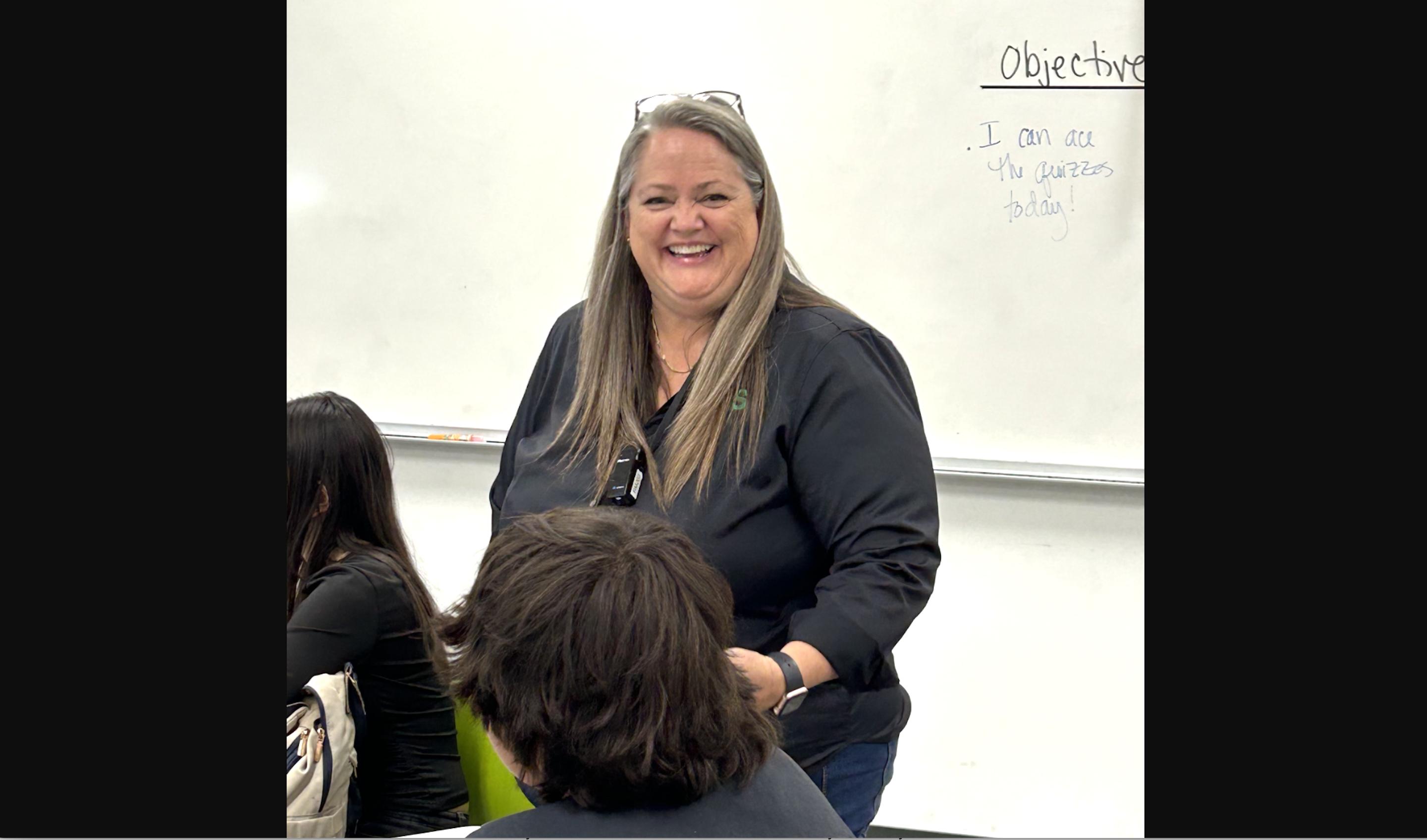 Beverly Cannon teaches math at the Utah County Academy of Sciences in Orem. Cannon is a finalist for a national teacher competition.