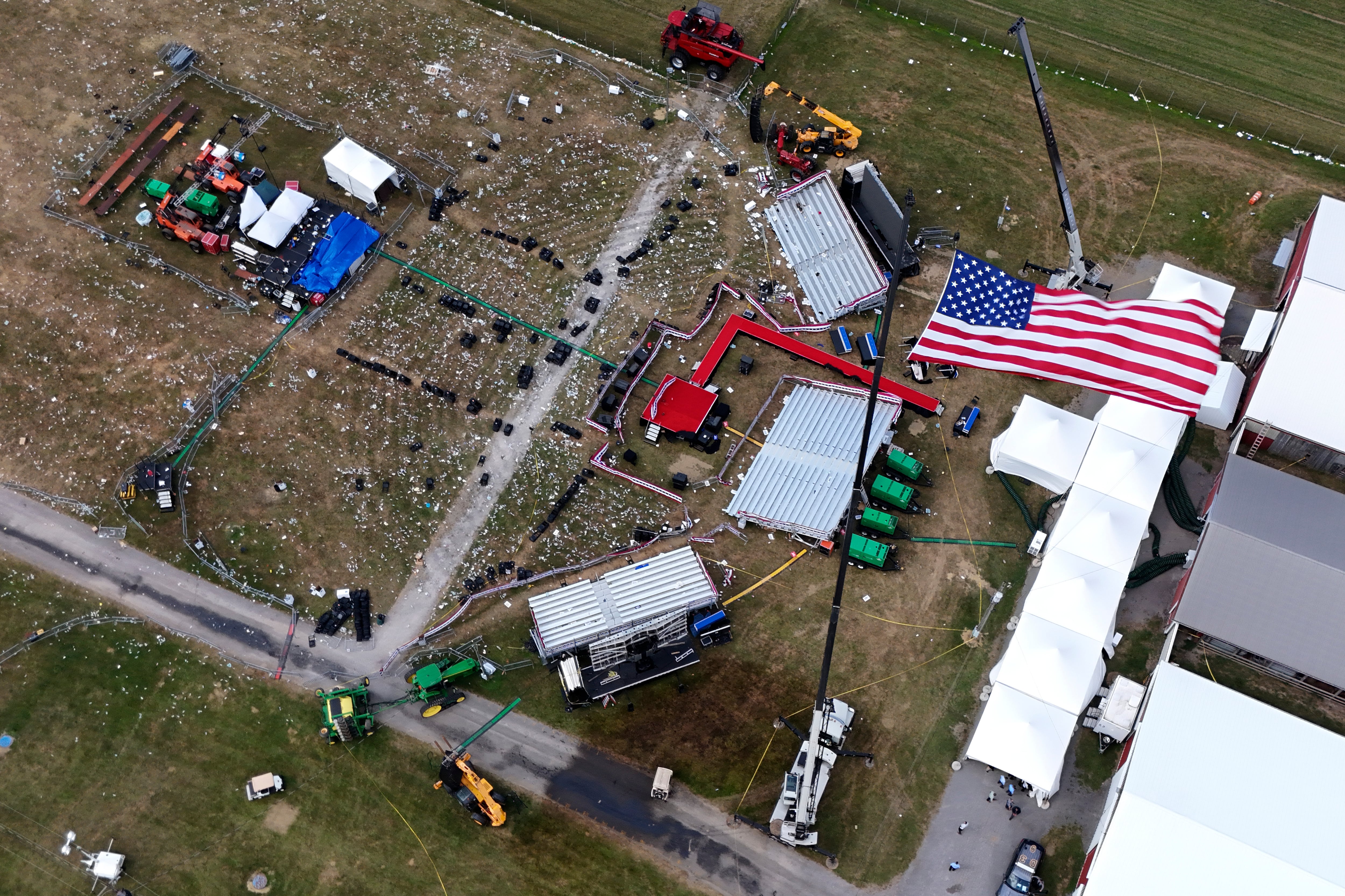 This is a photo of the Butler Farm Show, site of a Trump campaign rally that was taken July 15 in Butler, Pa. On July 13, former President Donald Trump was wounded during an assassination attempt while speaking at the rally.