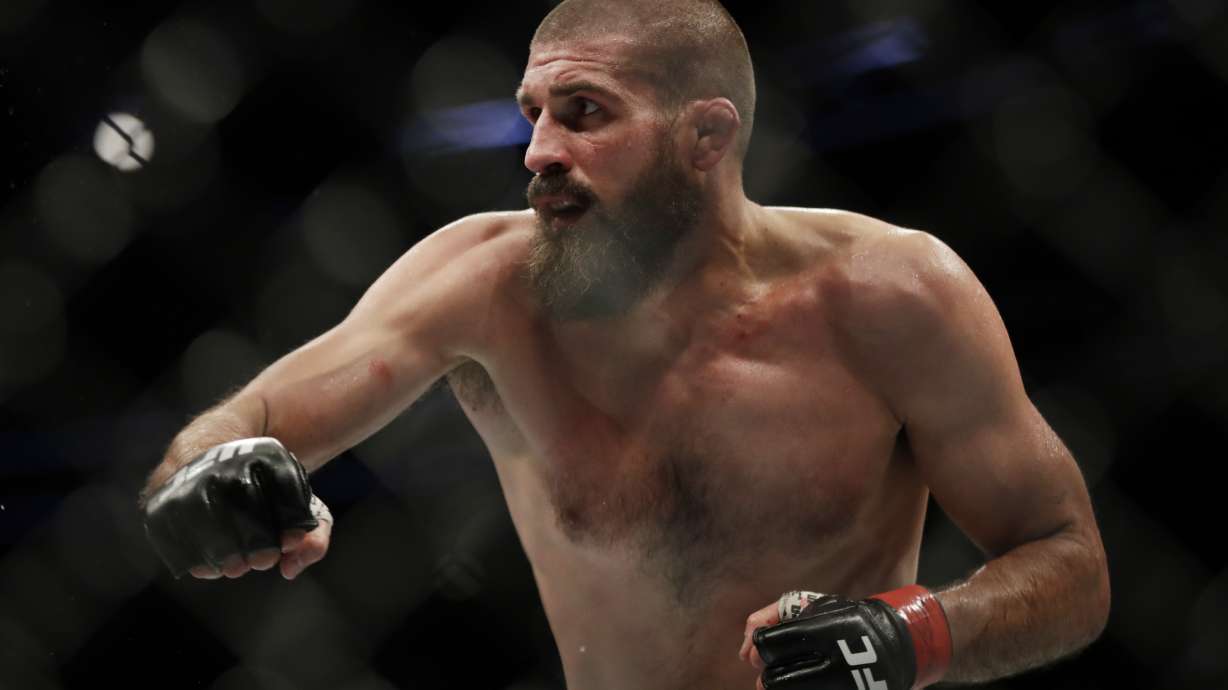Court McGee during a welterweight mixed martial arts bout against Sean Brady, Friday, Oct. 18, 2019, at UFC Fight Night in Boston.