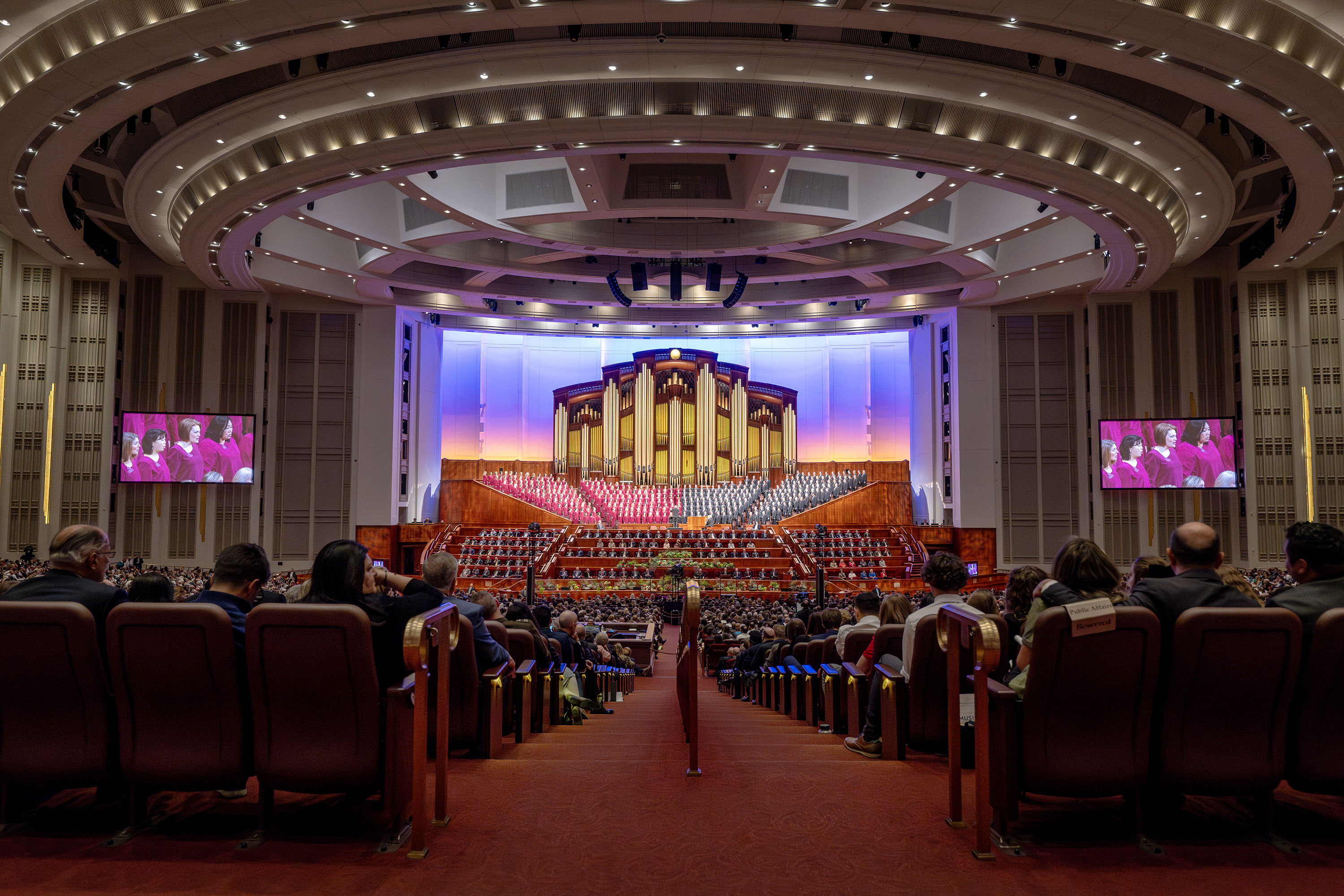 The Tabernacle Choir at Temple Square sings during the Sunday morning session of the 194th Semiannual General Conference of The Church of Jesus Christ of Latter-day Saints at the Conference Center in Salt Lake City on Sunday.